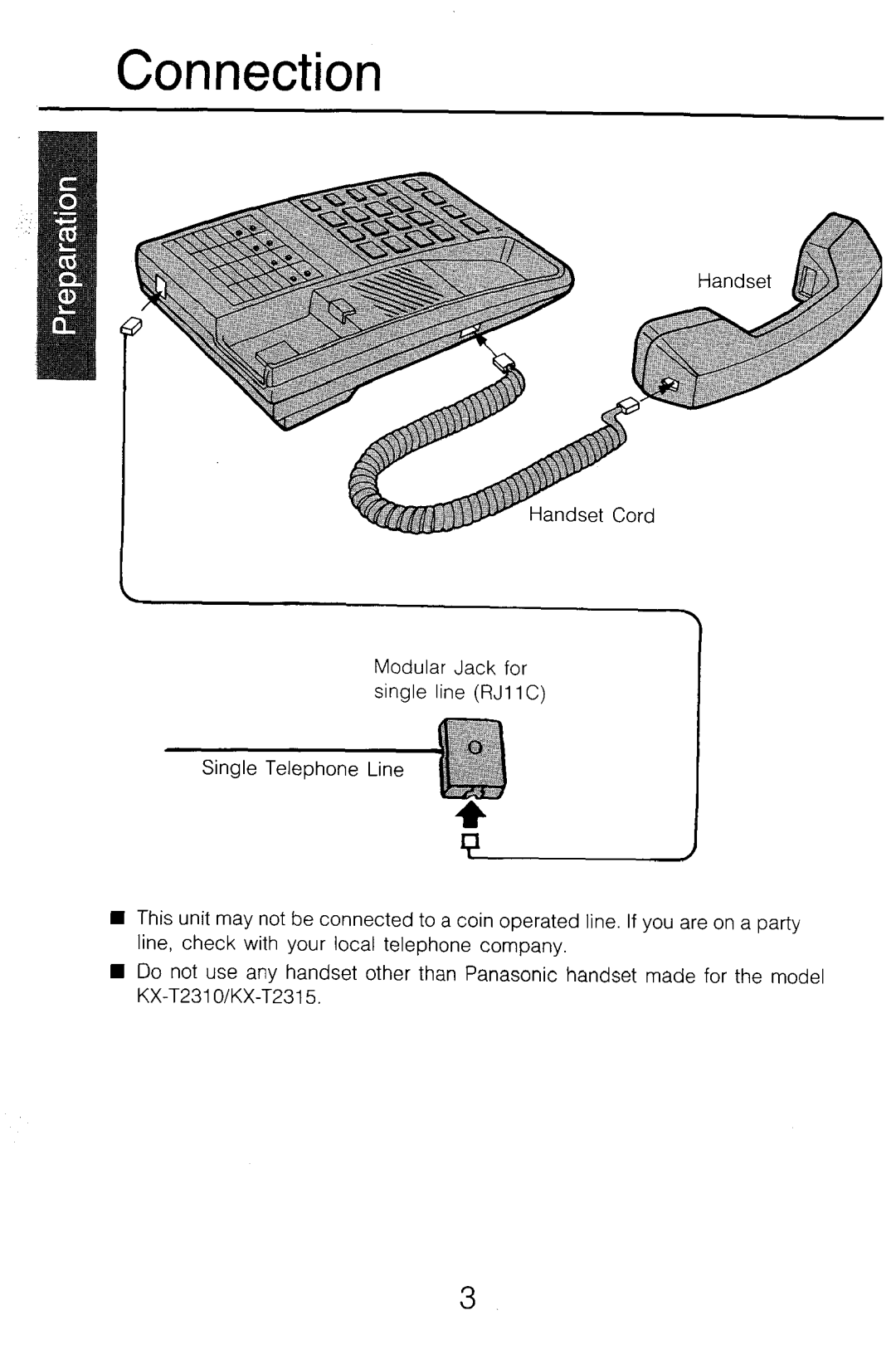 Panasonic KX-T2315 manual Connection 