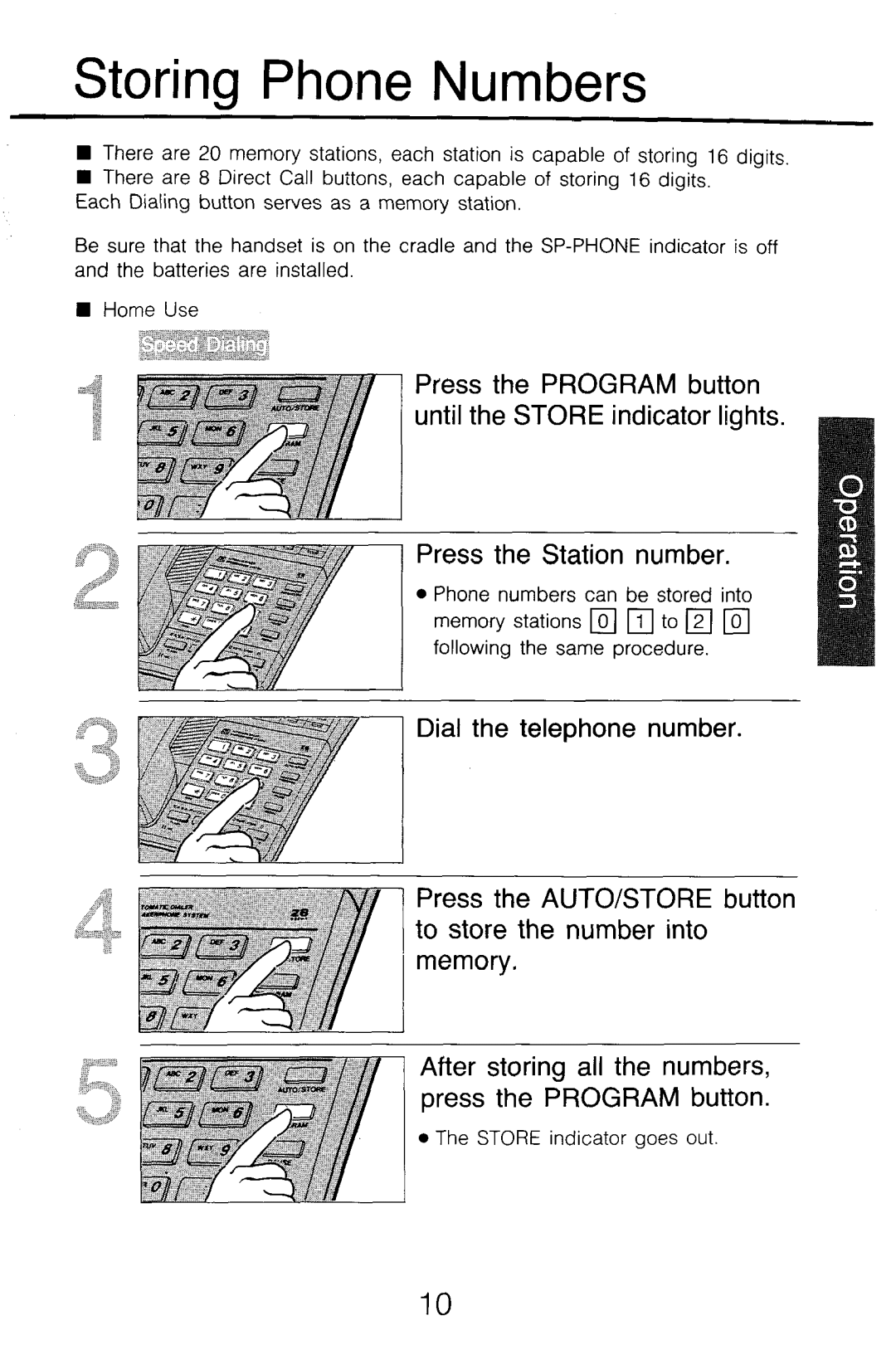 Panasonic KX-T2315 manual Storing Phone Numbers 