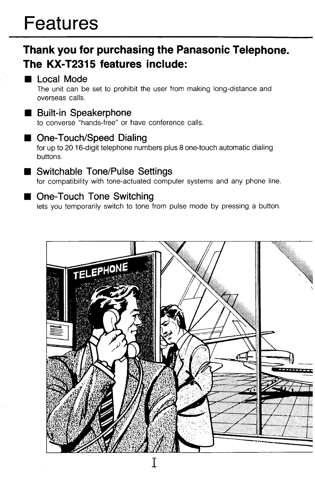 Panasonic KX-T2315 manual Features 