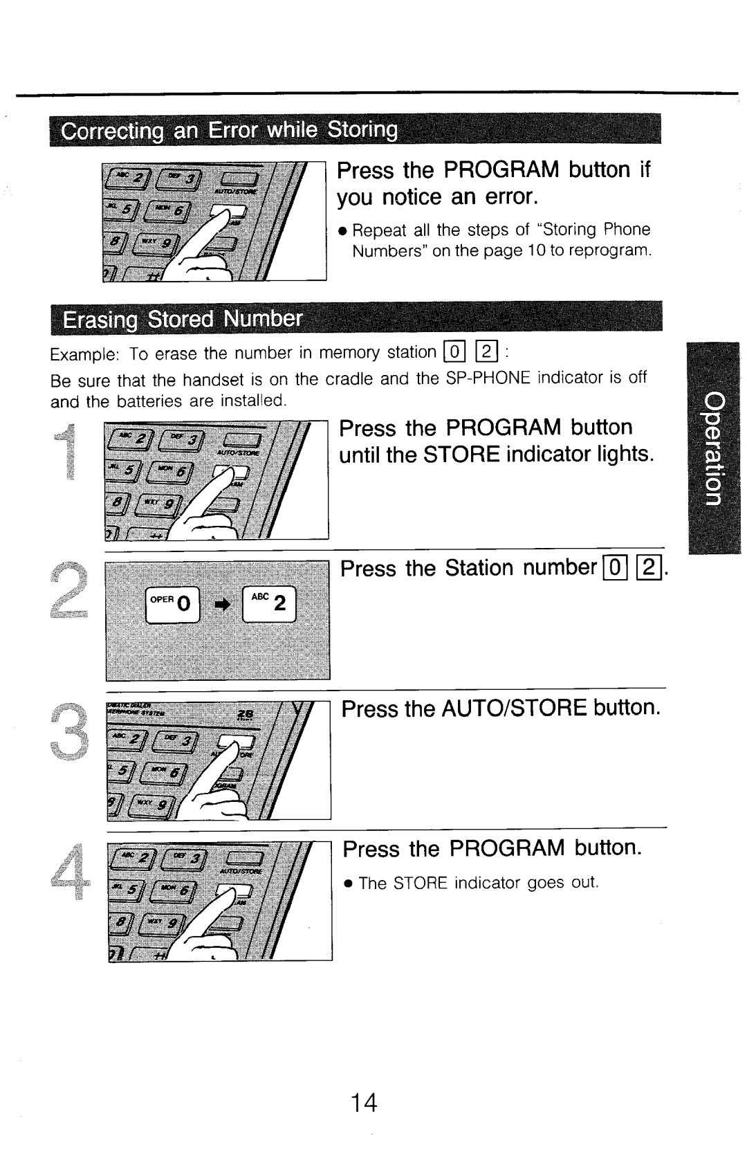 Panasonic KX-T2315 manual Press the Program button if you notice an error 