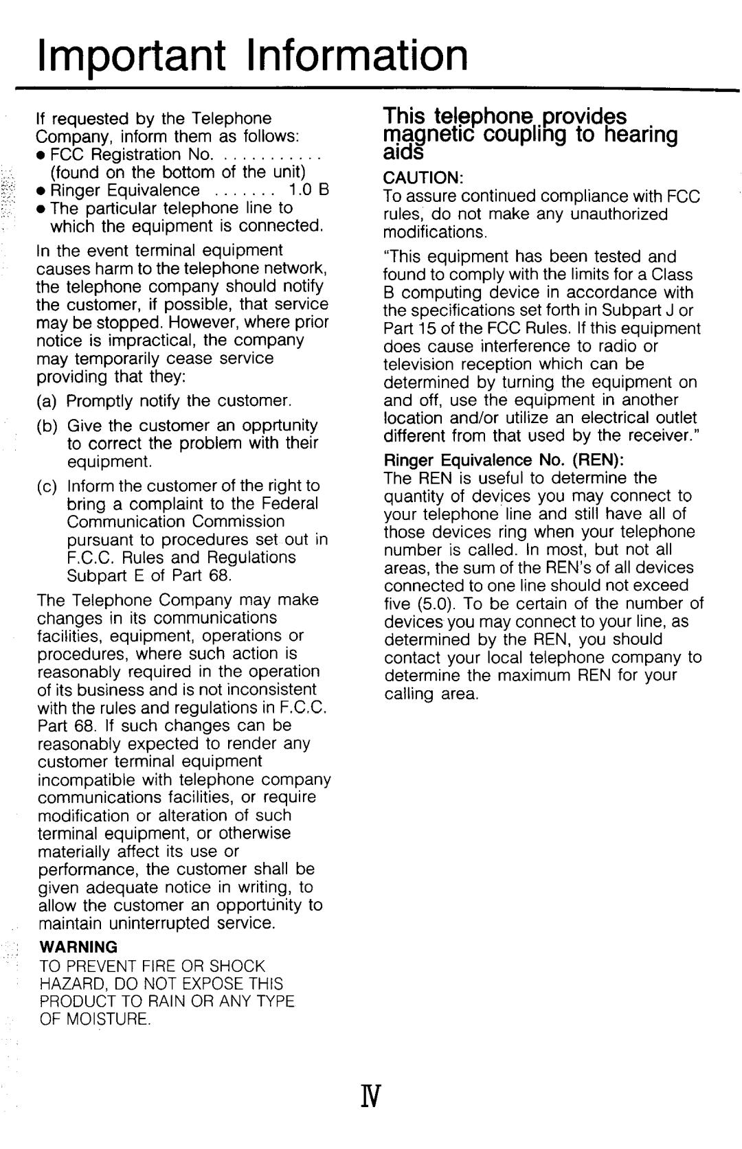 Panasonic KX-T2315 manual Important Information, This telephone *provides magnetic coupling to hearing aids 