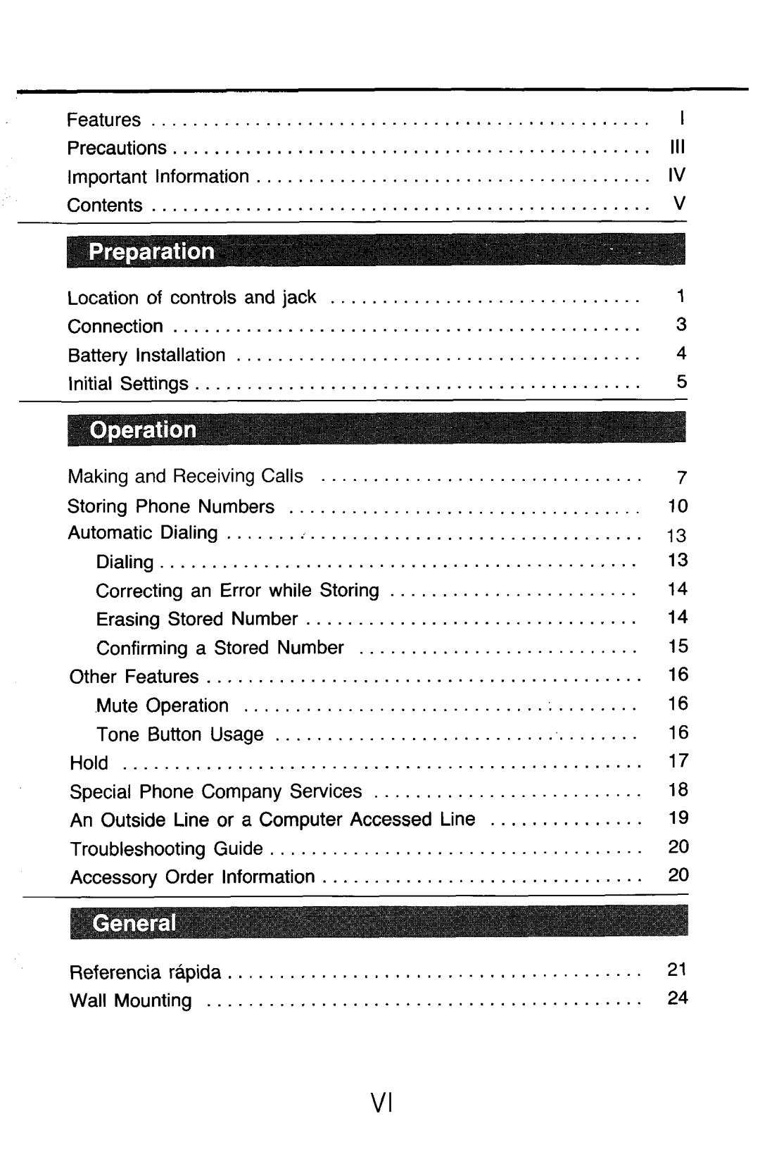 Panasonic KX-T2315 manual Iii Iv 