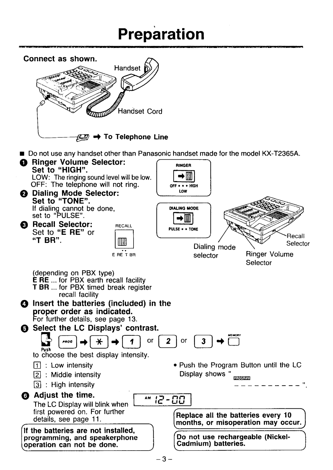 Panasonic KX-T2365A manual 