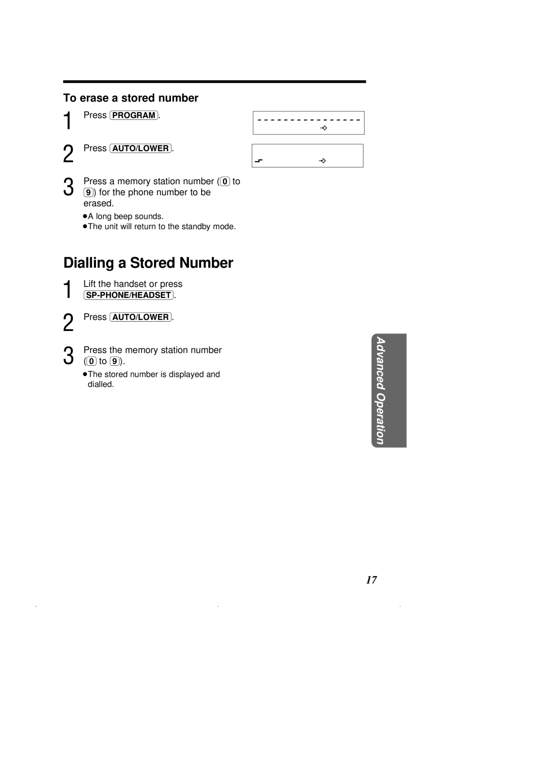 Panasonic KX-T2375ALW operating instructions Dialling a Stored Number, To erase a stored number 