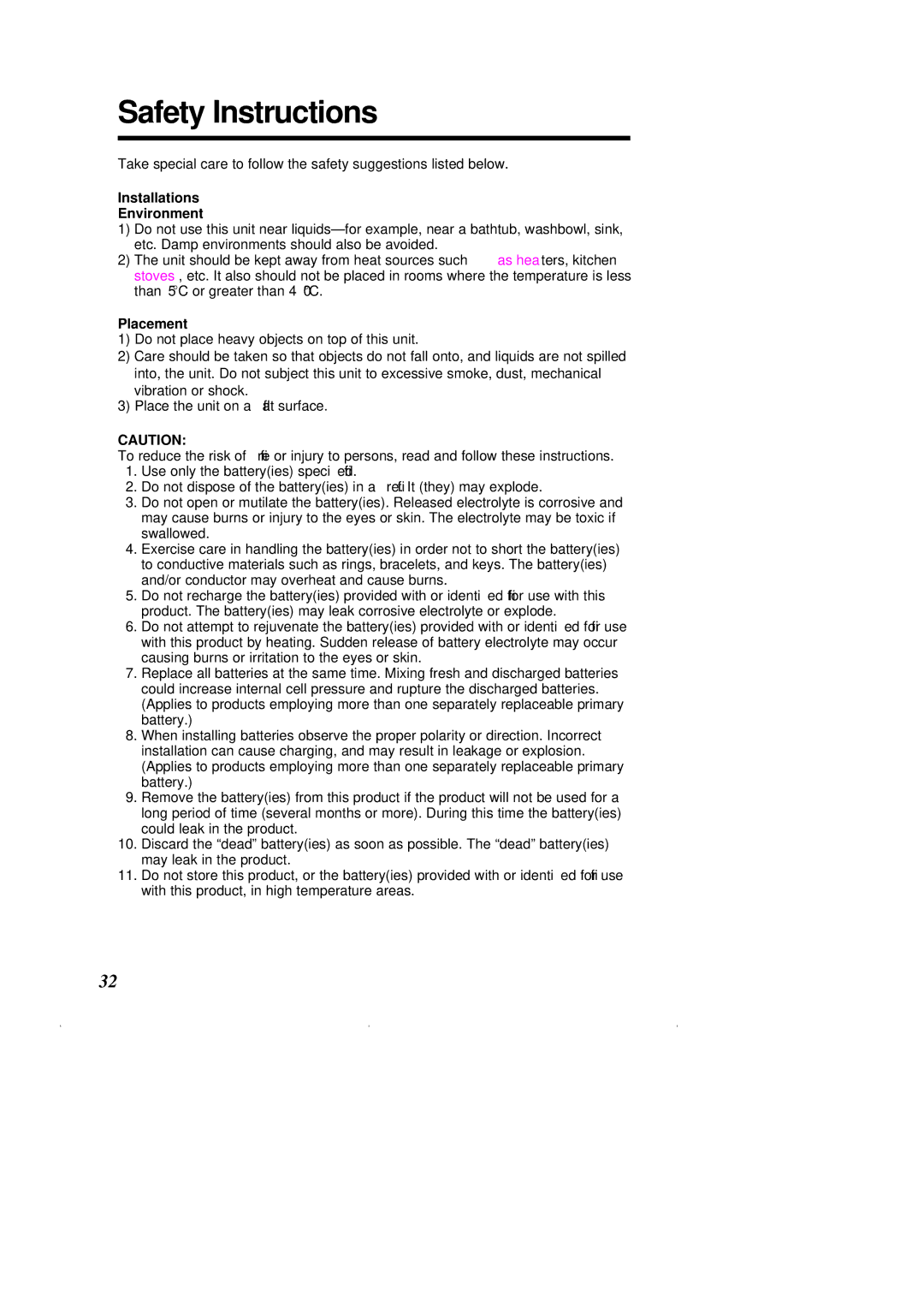 Panasonic KX-T2375ALW operating instructions Safety Instructions, Installations Environment 