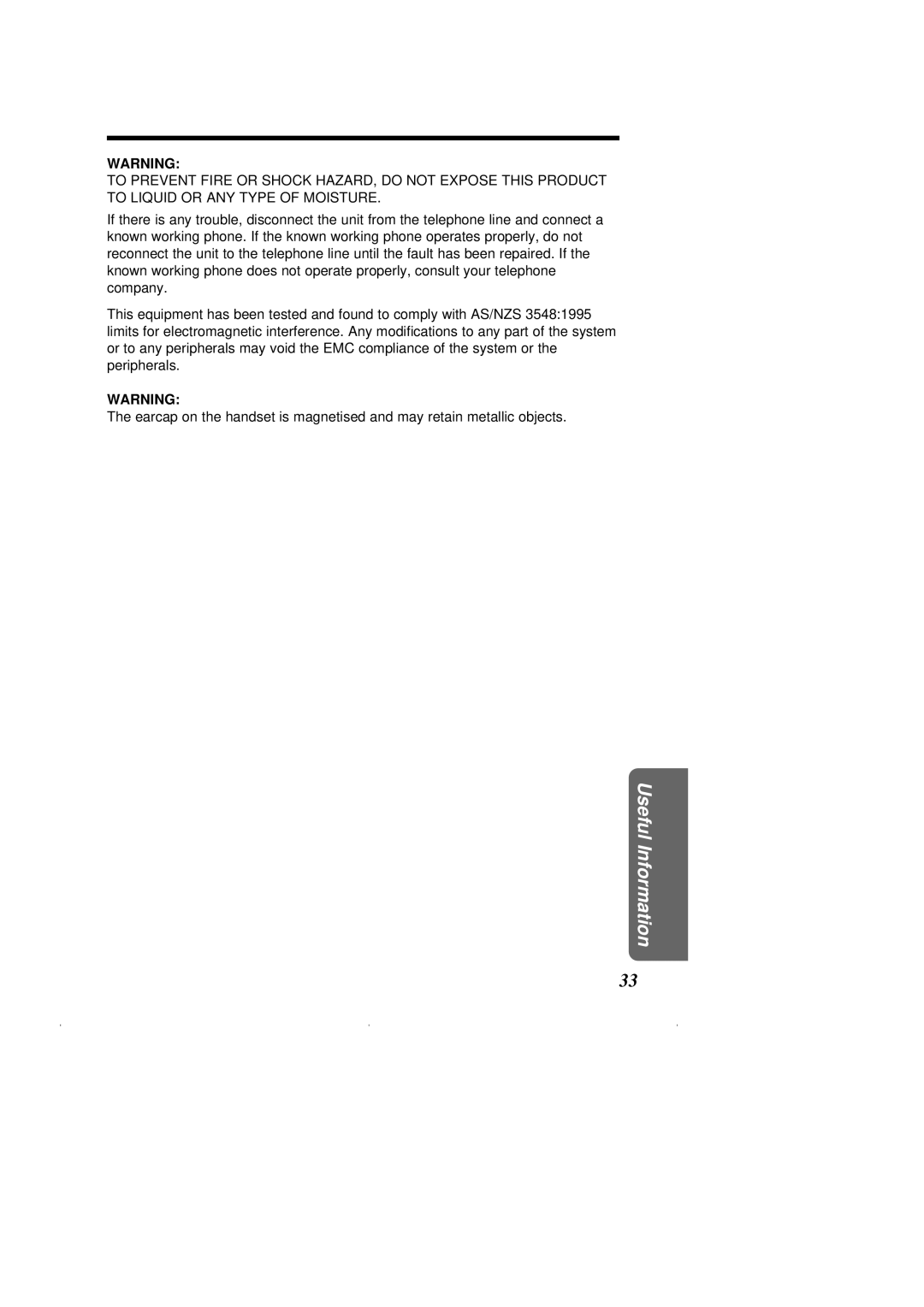 Panasonic KX-T2375ALW operating instructions Useful Information 