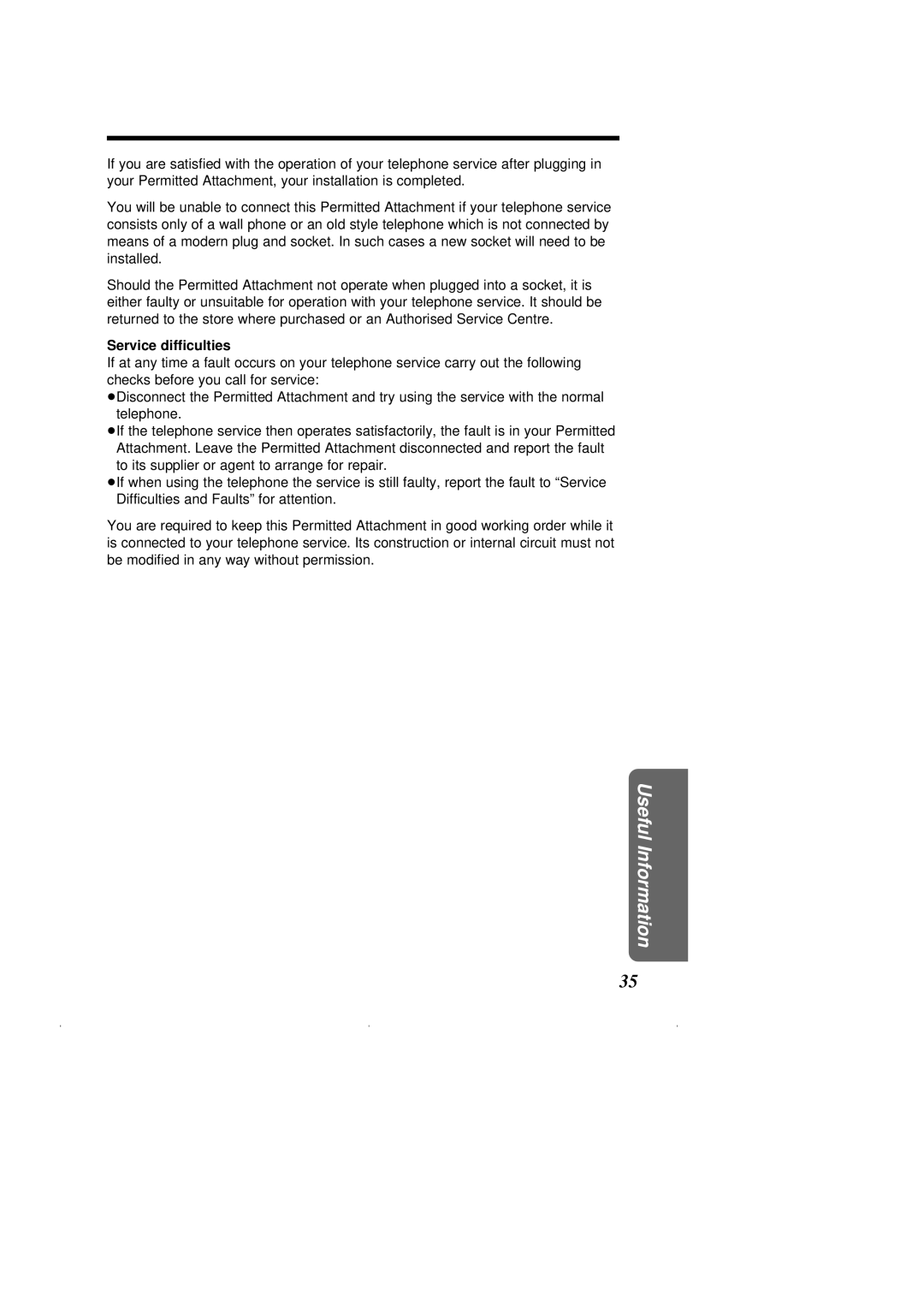 Panasonic KX-T2375ALW operating instructions Service difficulties 