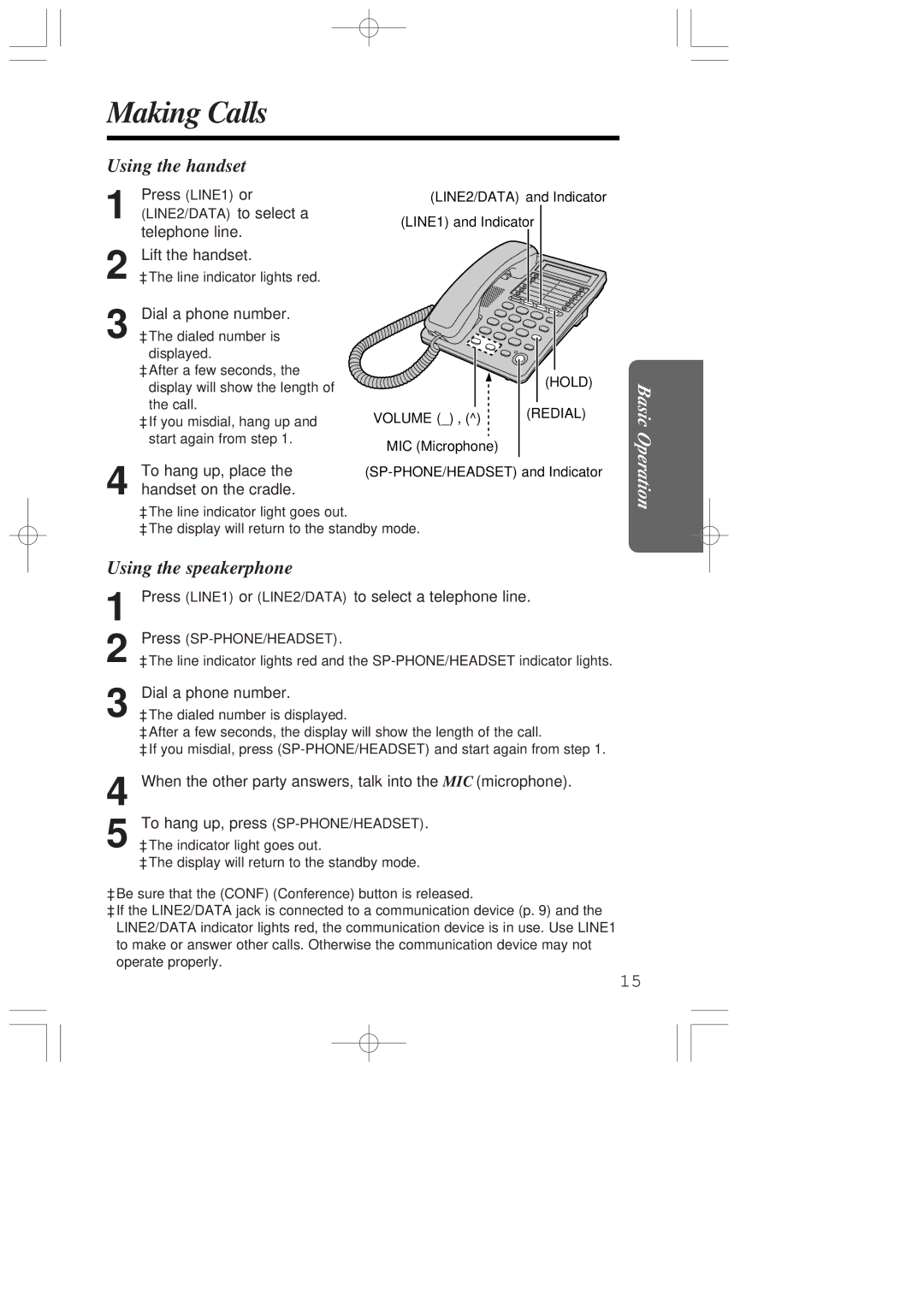 Panasonic KX-T2378JXW operating instructions Making Calls, Using the handset, Using the speakerphone 