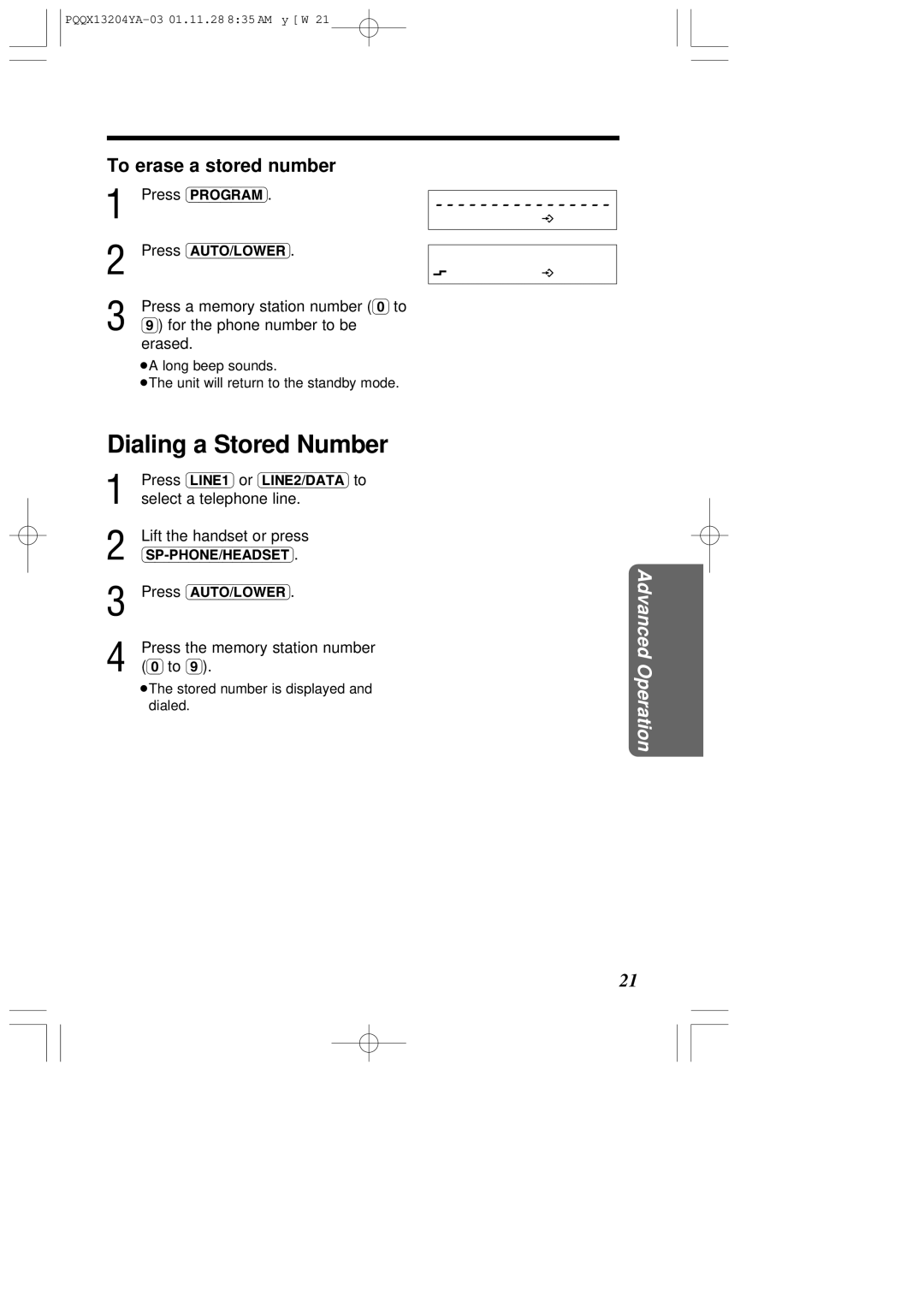 Panasonic KX-T2378JXW operating instructions Dialing a Stored Number, To erase a stored number 