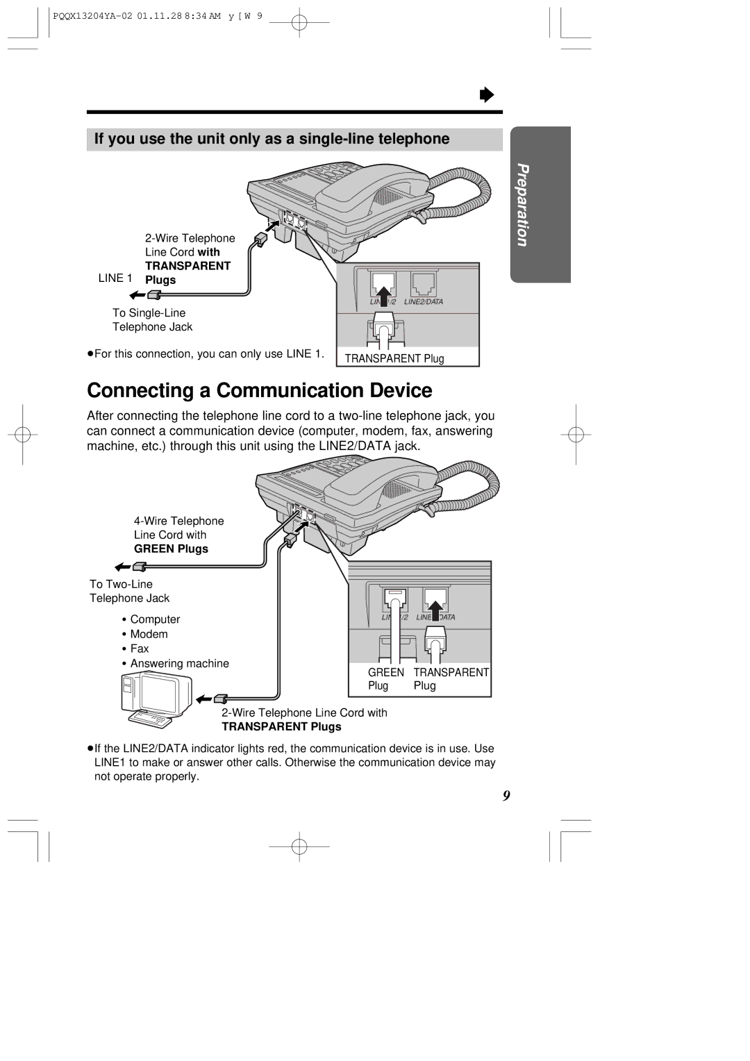 Panasonic KX-T2378JXW Connecting a Communication Device, If you use the unit only as a single-line telephone 