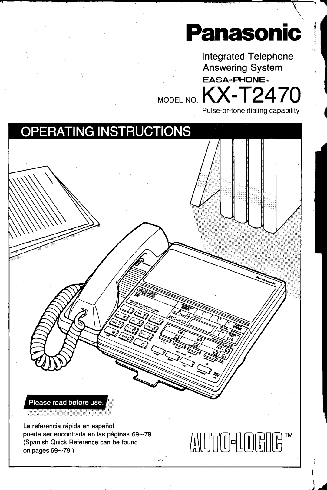 Panasonic manual MoDELroKX-T2470, IntegratedTelephone AnsweringSystem 