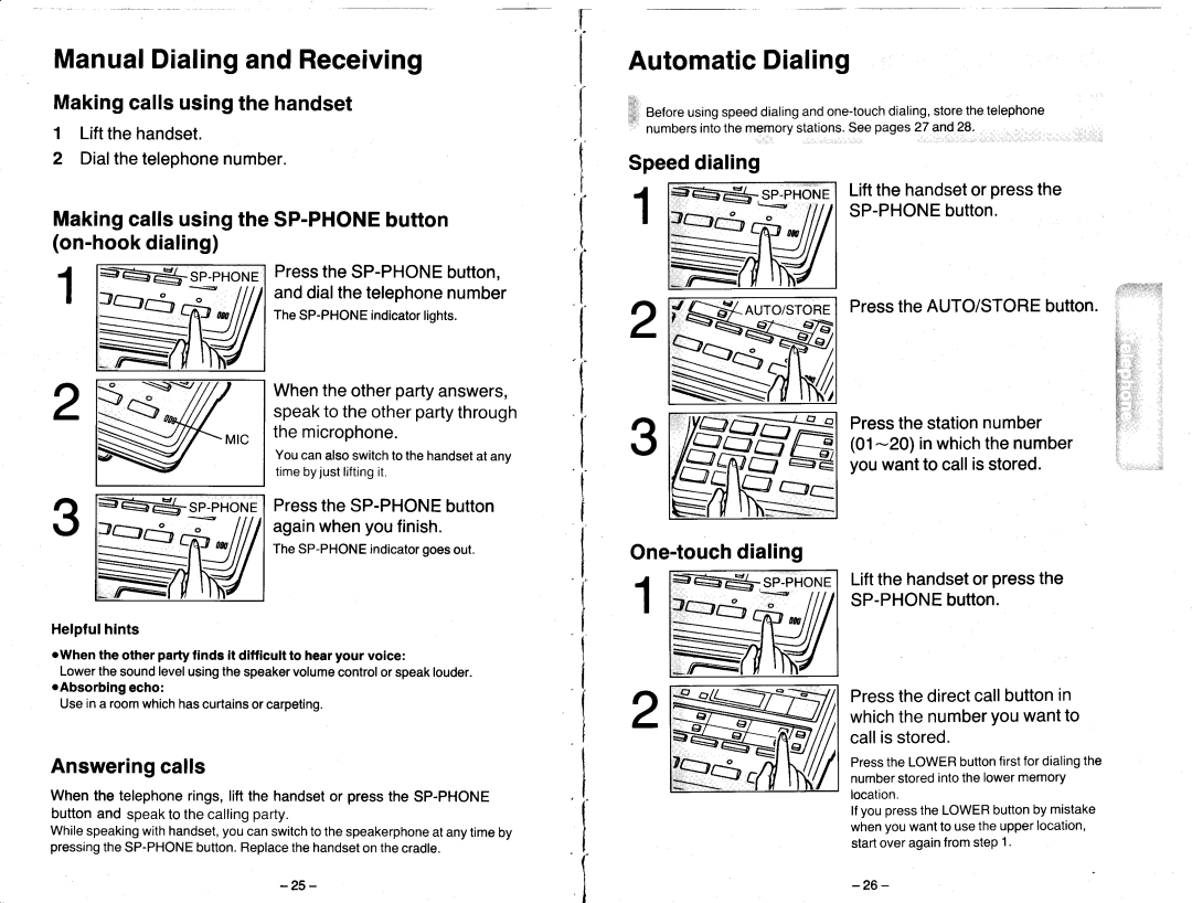 Panasonic KX-T2470 manual AutomaticDialing, ManualDialingandReceiving 