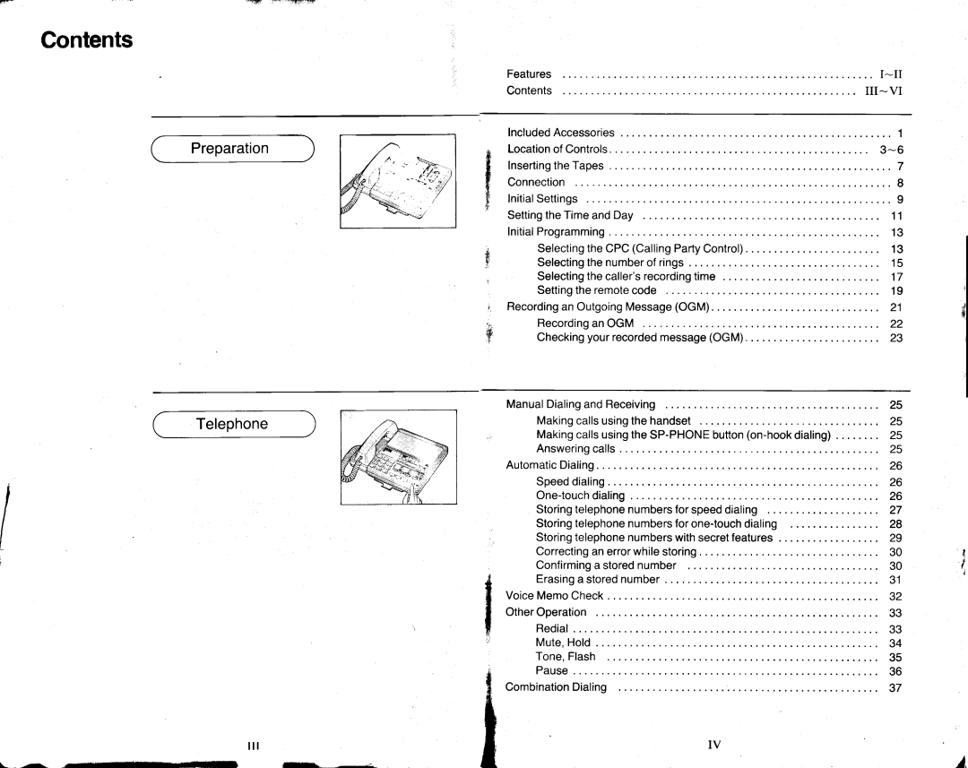 Panasonic KX-T2470 manual Contents 