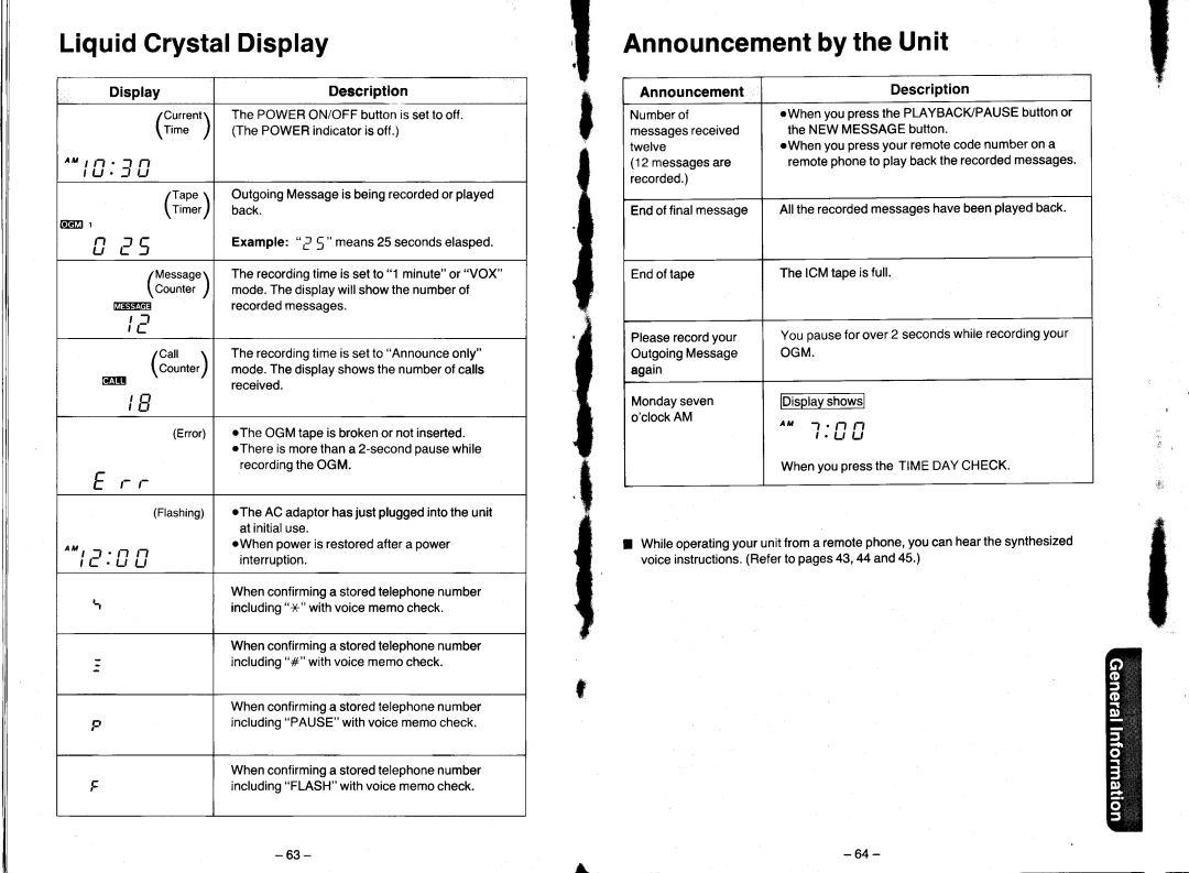 Panasonic KX-T2470 manual AnnouncementbytheUnit, N E, LiquidCrystalDisplay, Il Lr5 