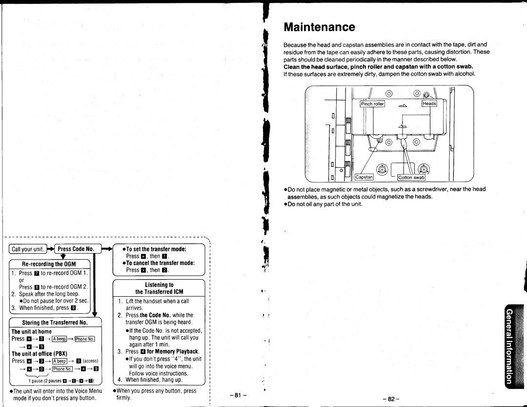 Panasonic KX-T2470 manual Maintenance 