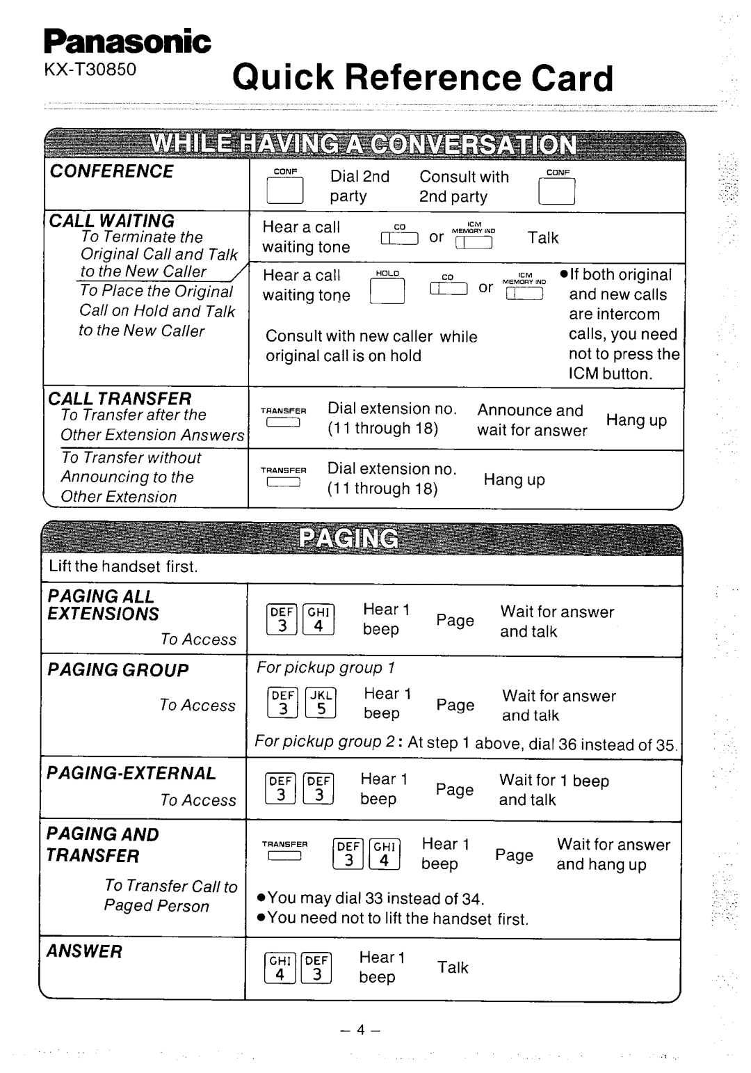 Panasonic KX-T30850 manual 