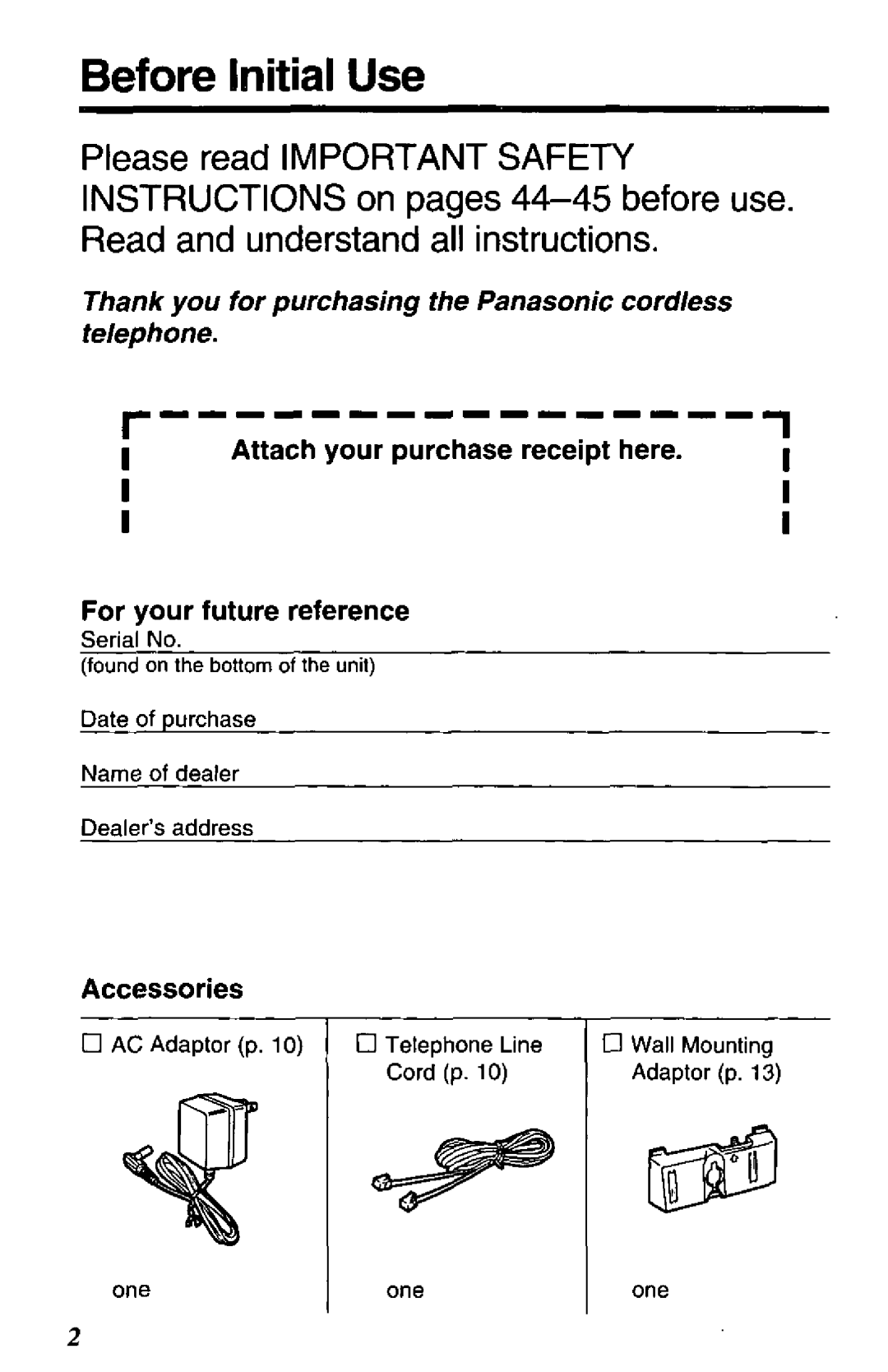 Panasonic KX-T4109-B manual 