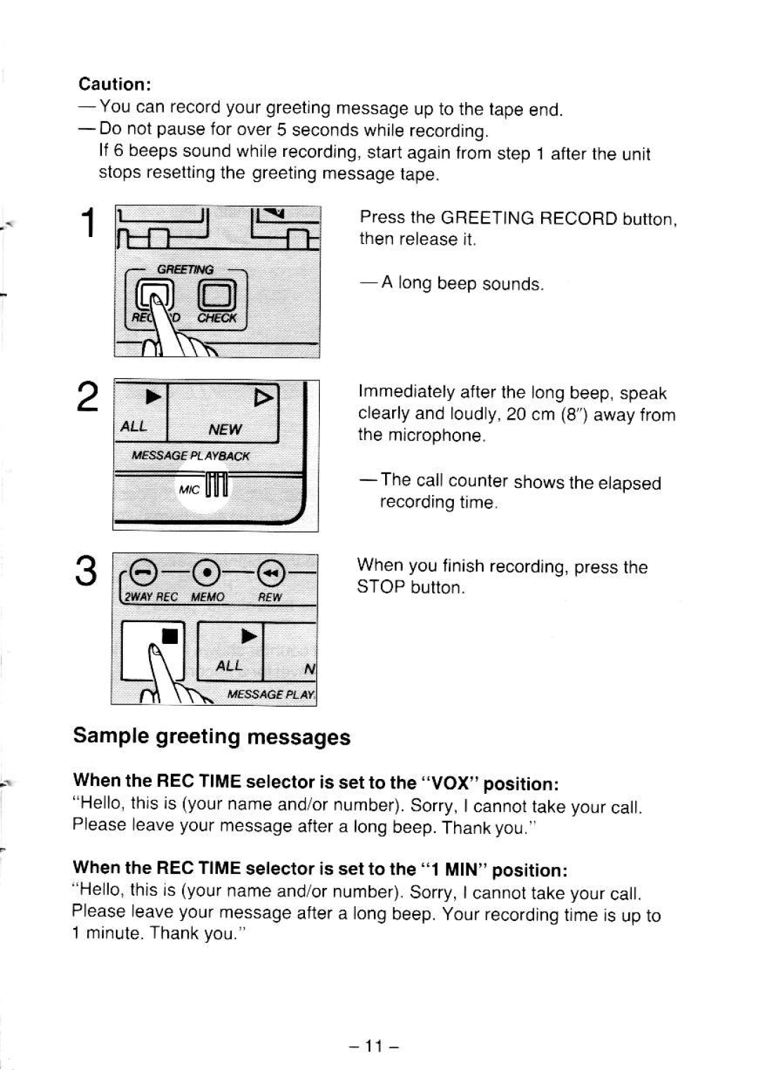 Panasonic KX-T5000 manual Samplegreetingmessages 