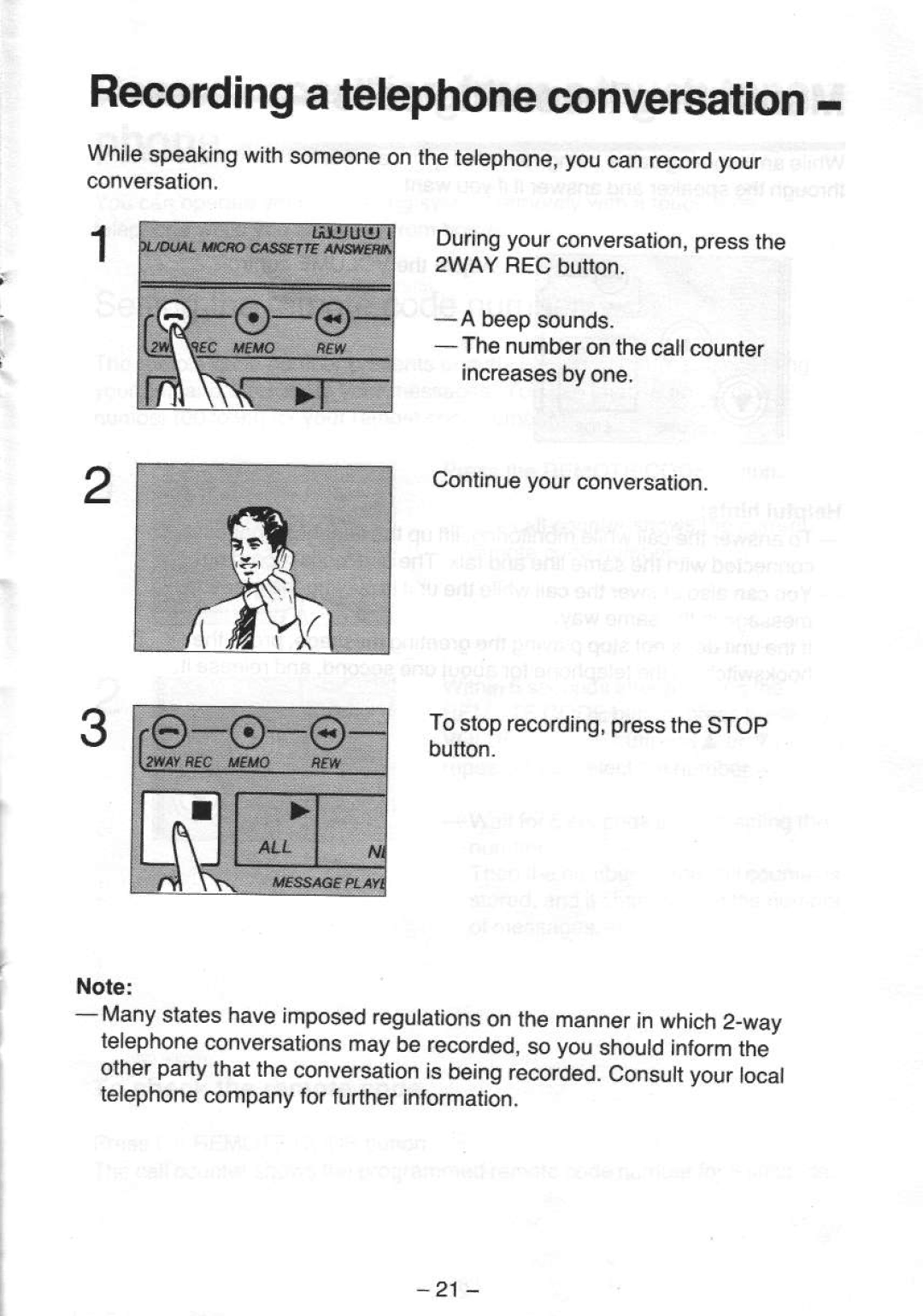 Panasonic KX-T5000 manual Recordingatelephoneconversation 