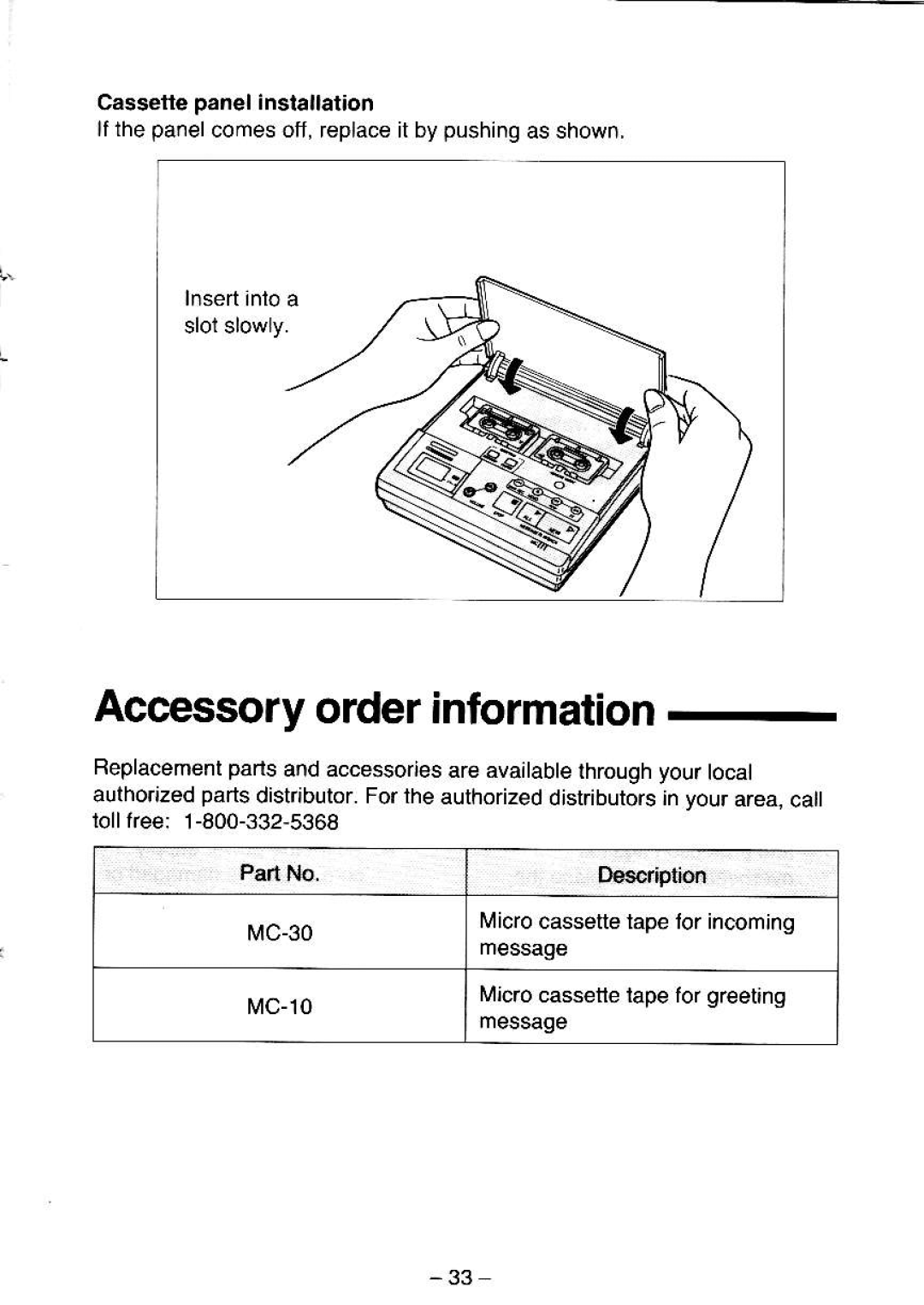 Panasonic KX-T5000 manual Accessoryorderinformation 