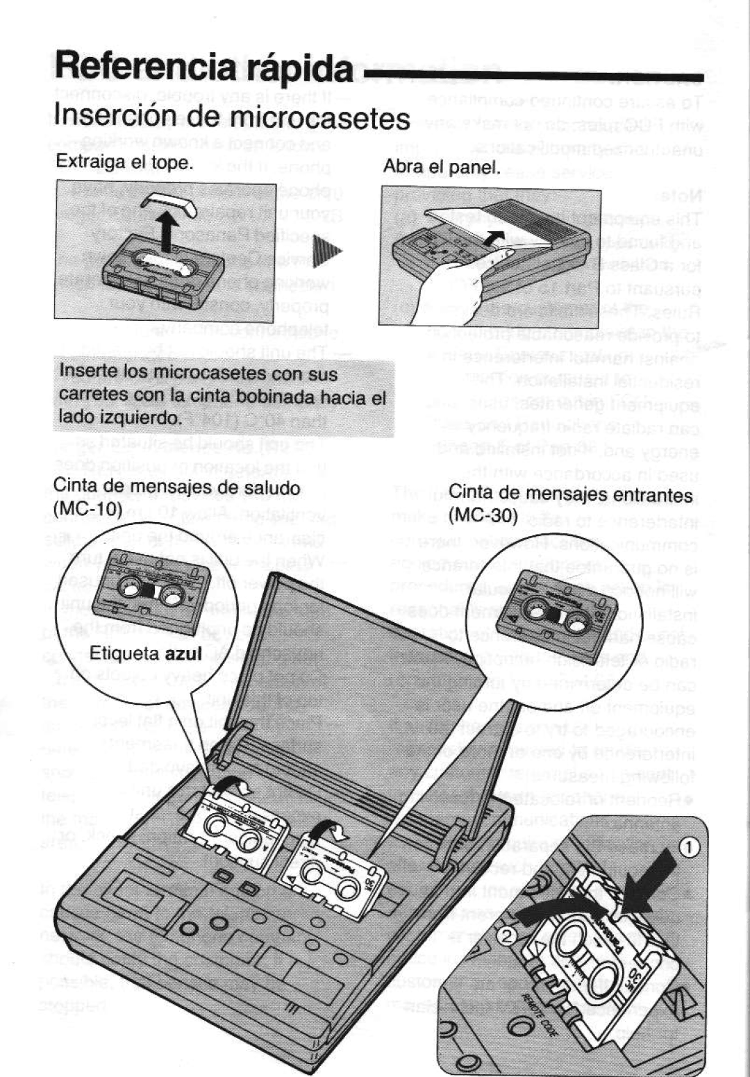 Panasonic KX-T5000 manual Referenciar6pida, Insercionde microcasetes 