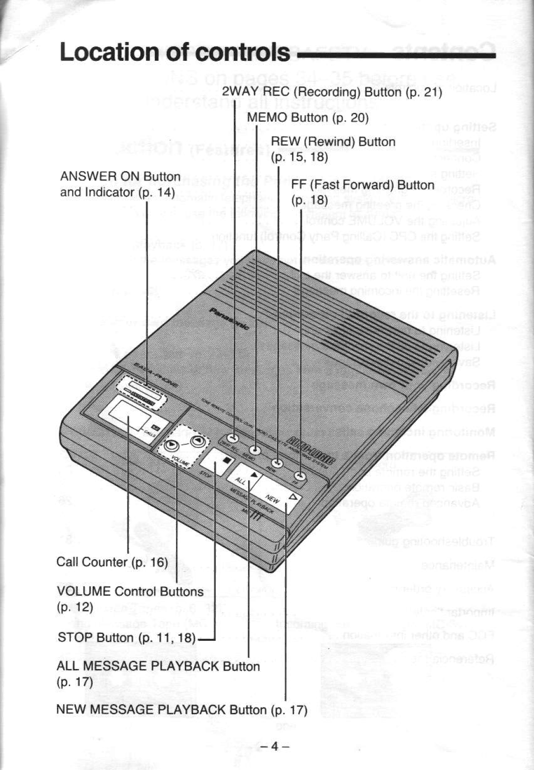 Panasonic KX-T5000 manual Locationof controls 