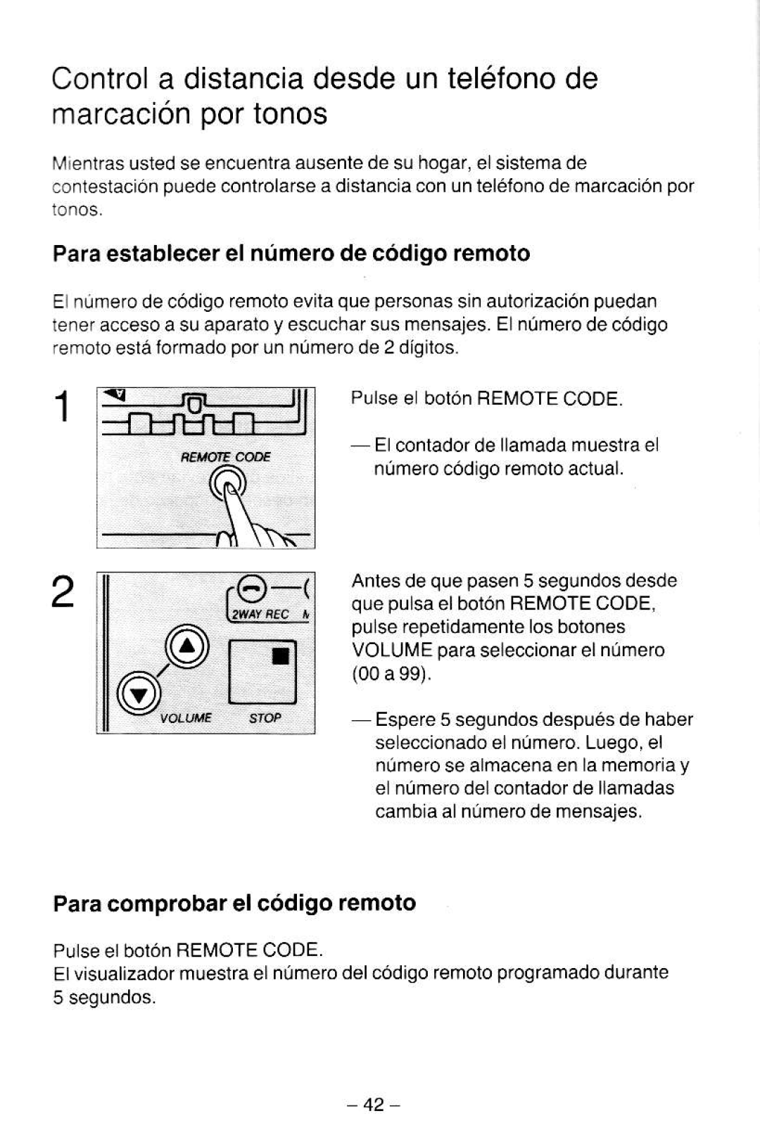 Panasonic KX-T5000 manual Controladistanciadesdeuntel6fonode marcacionportonos, Paraestablecerel numerode c6di90remoto 