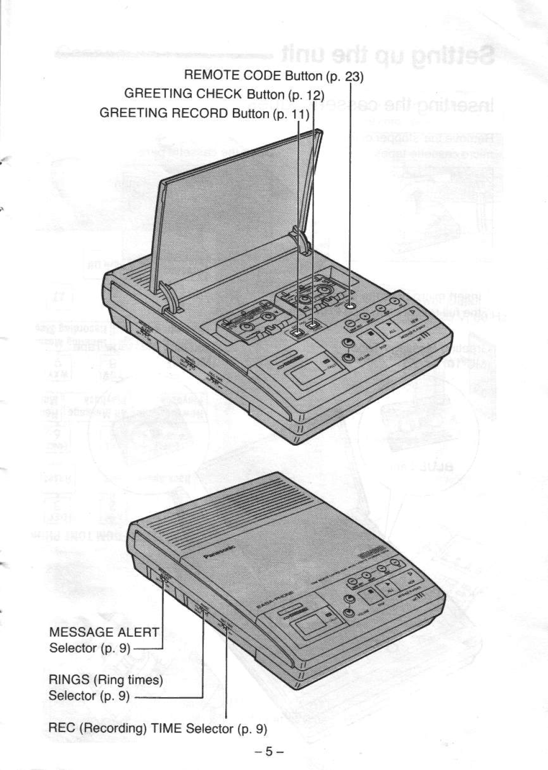 Panasonic KX-T5000 manual RINGSRingtimes Selectorp.9 RECRecordingTl4ESetectorp.g 