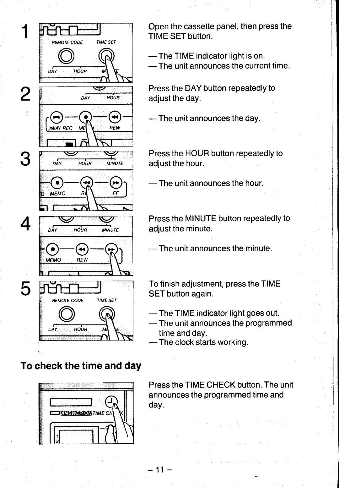 Panasonic KX-T5100 manual To checkthe timeandday 