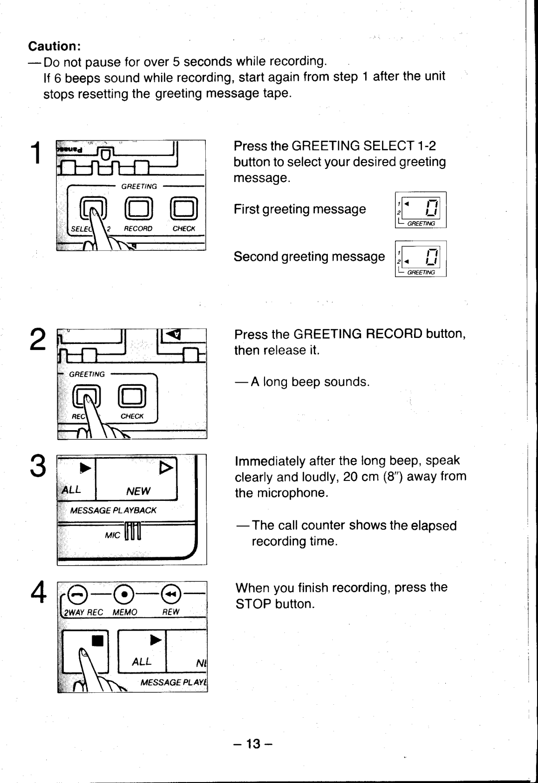 Panasonic KX-T5100 manual PresstheGREETINGSELECT1-2 buttontoselectyourdesiredgreeting 