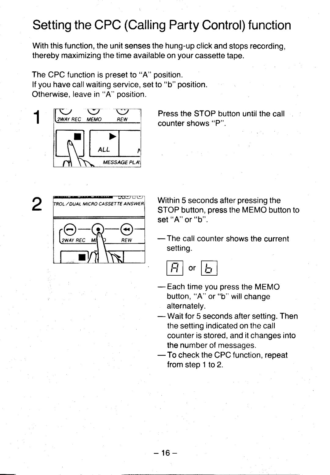 Panasonic KX-T5100 manual SettingtheCPCCallingPartyControlfunction 