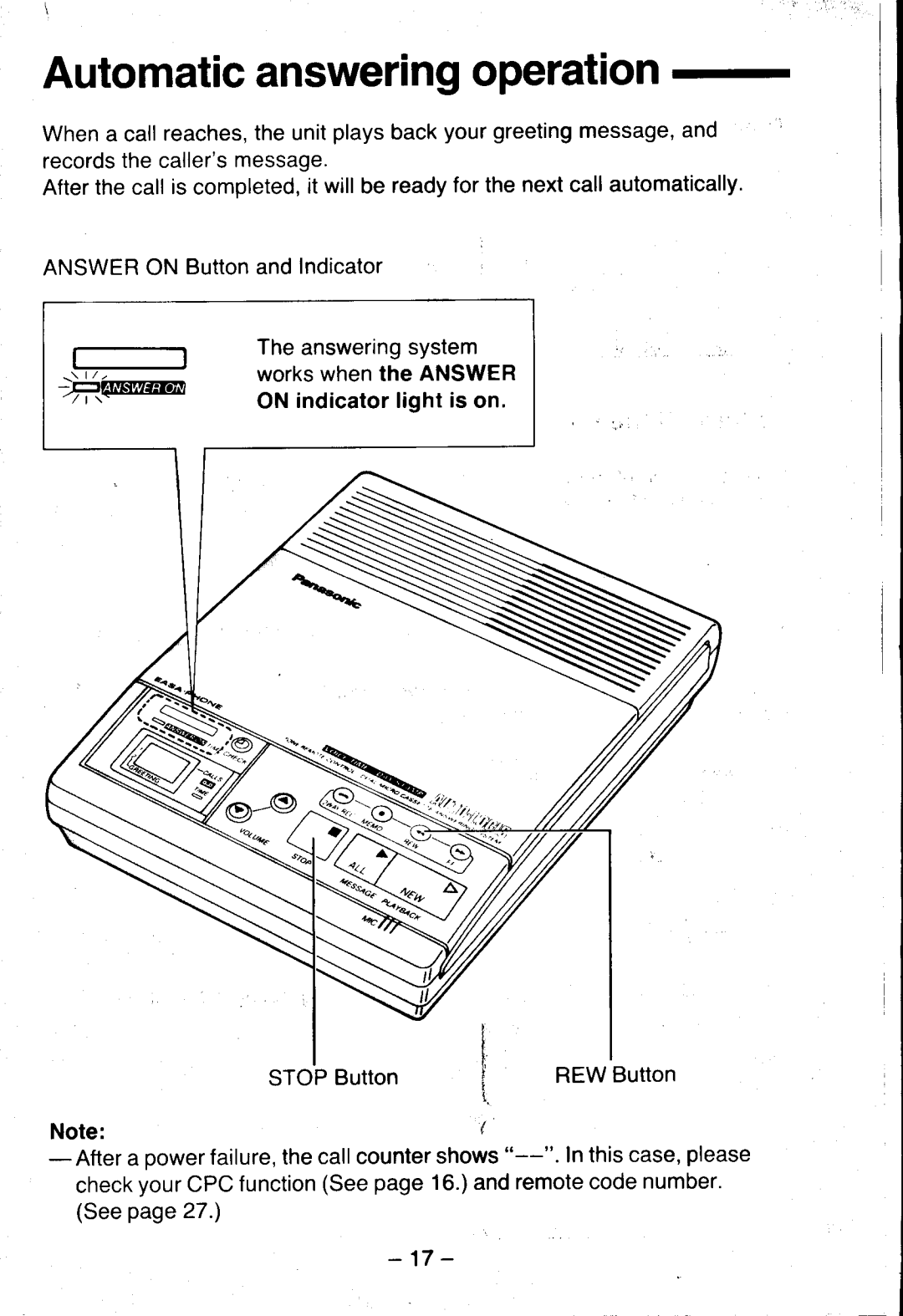 Panasonic KX-T5100 manual Automaticansweringoperation 