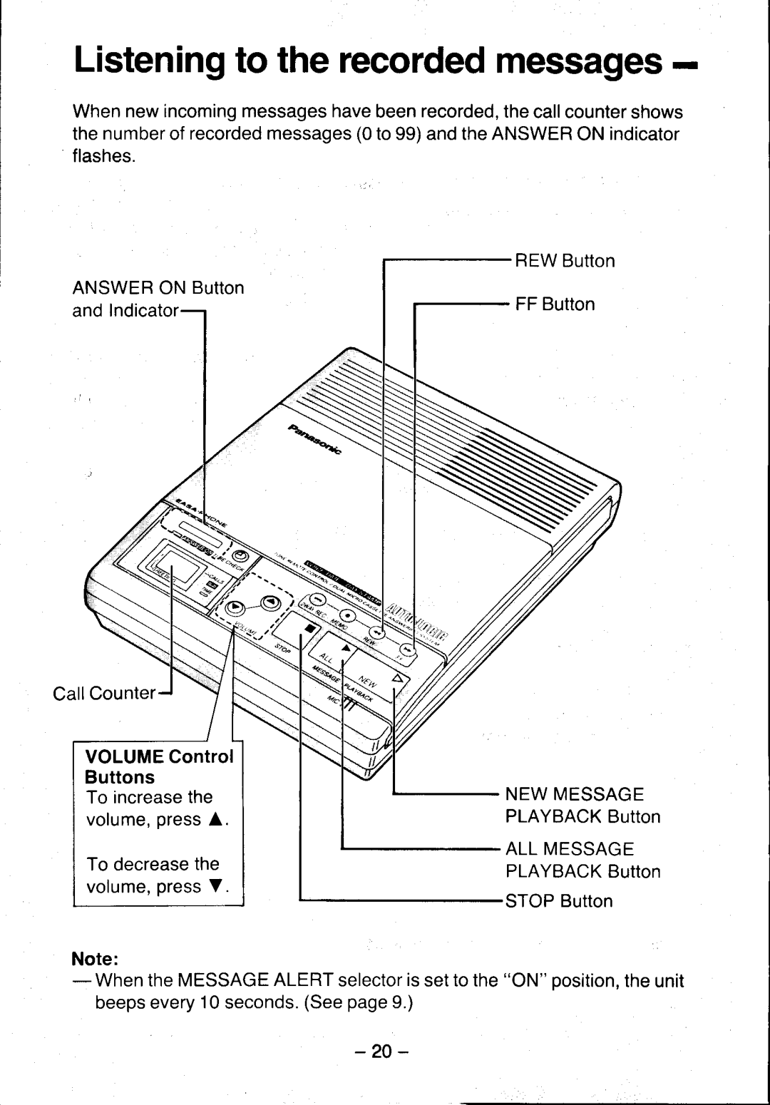 Panasonic KX-T5100 manual Listeningto therecordedmessageg, Allmessage 