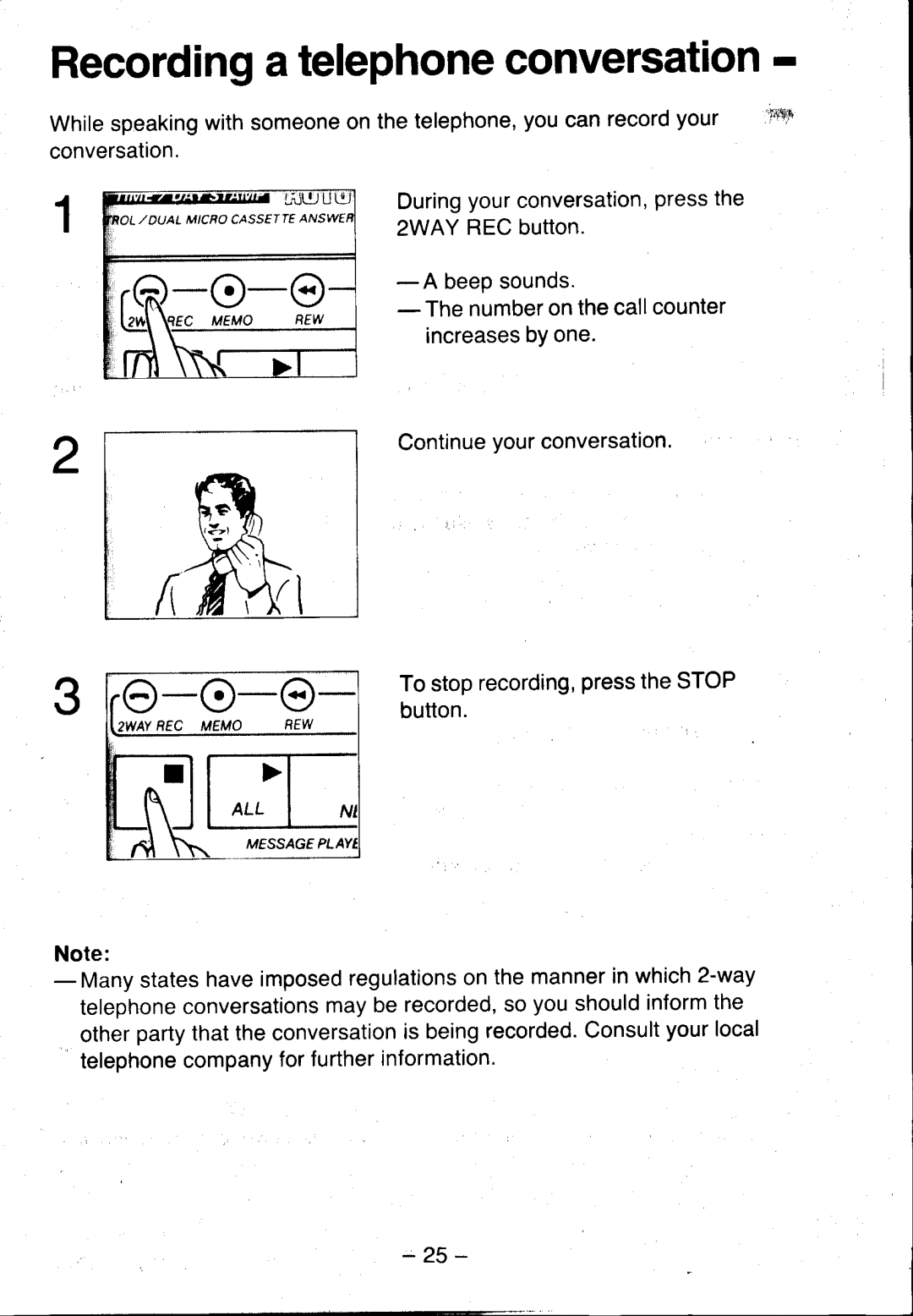 Panasonic KX-T5100 manual Tt\Yl, Recordinga telephoneconversation 