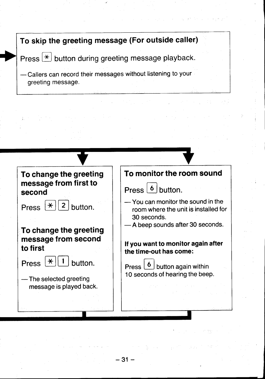 Panasonic KX-T5100 To changethe greeting messagefrom first to second, To changethe greeting messagefrom second to first 