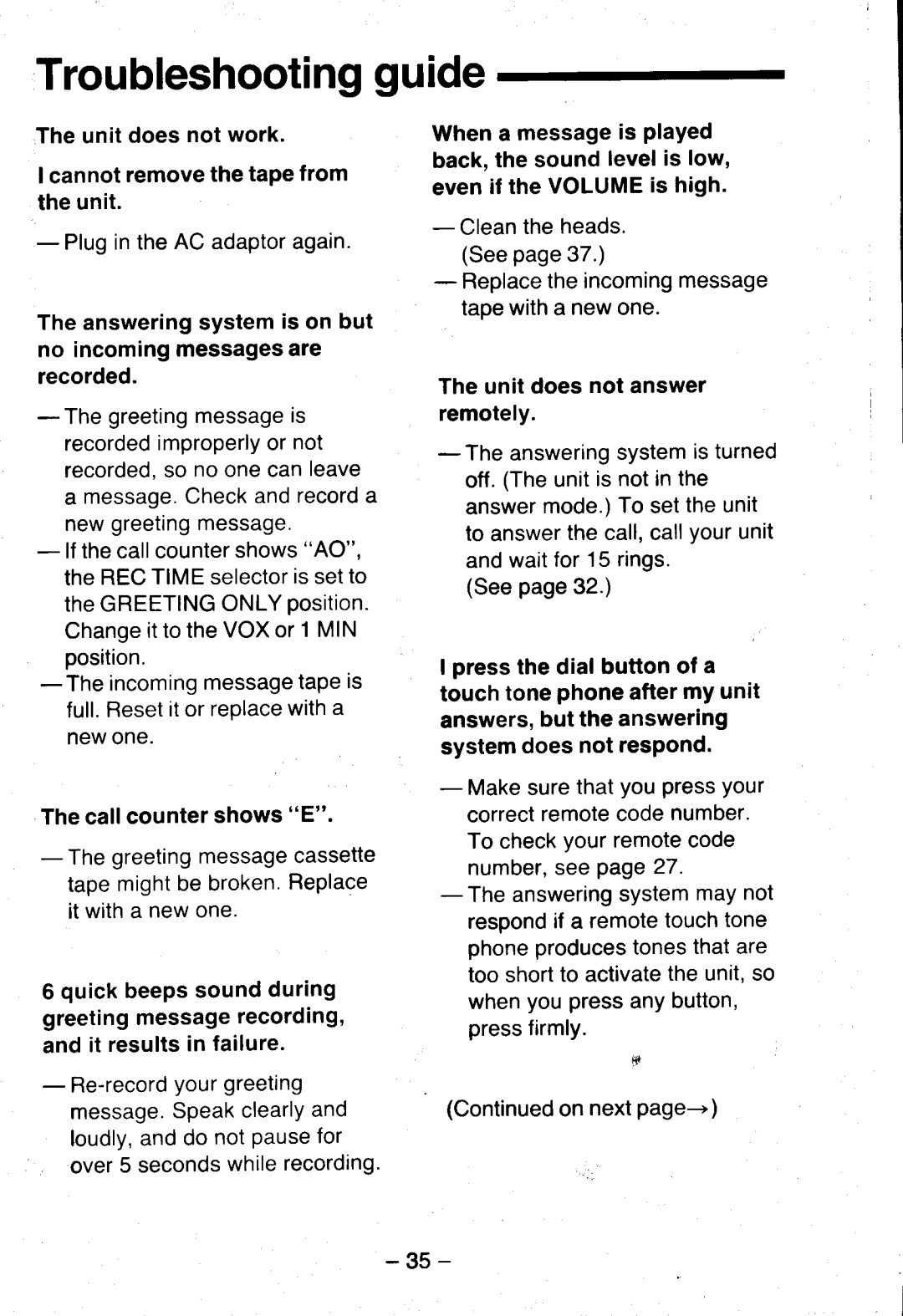 Panasonic KX-T5100 manual Troubleshootingguide 