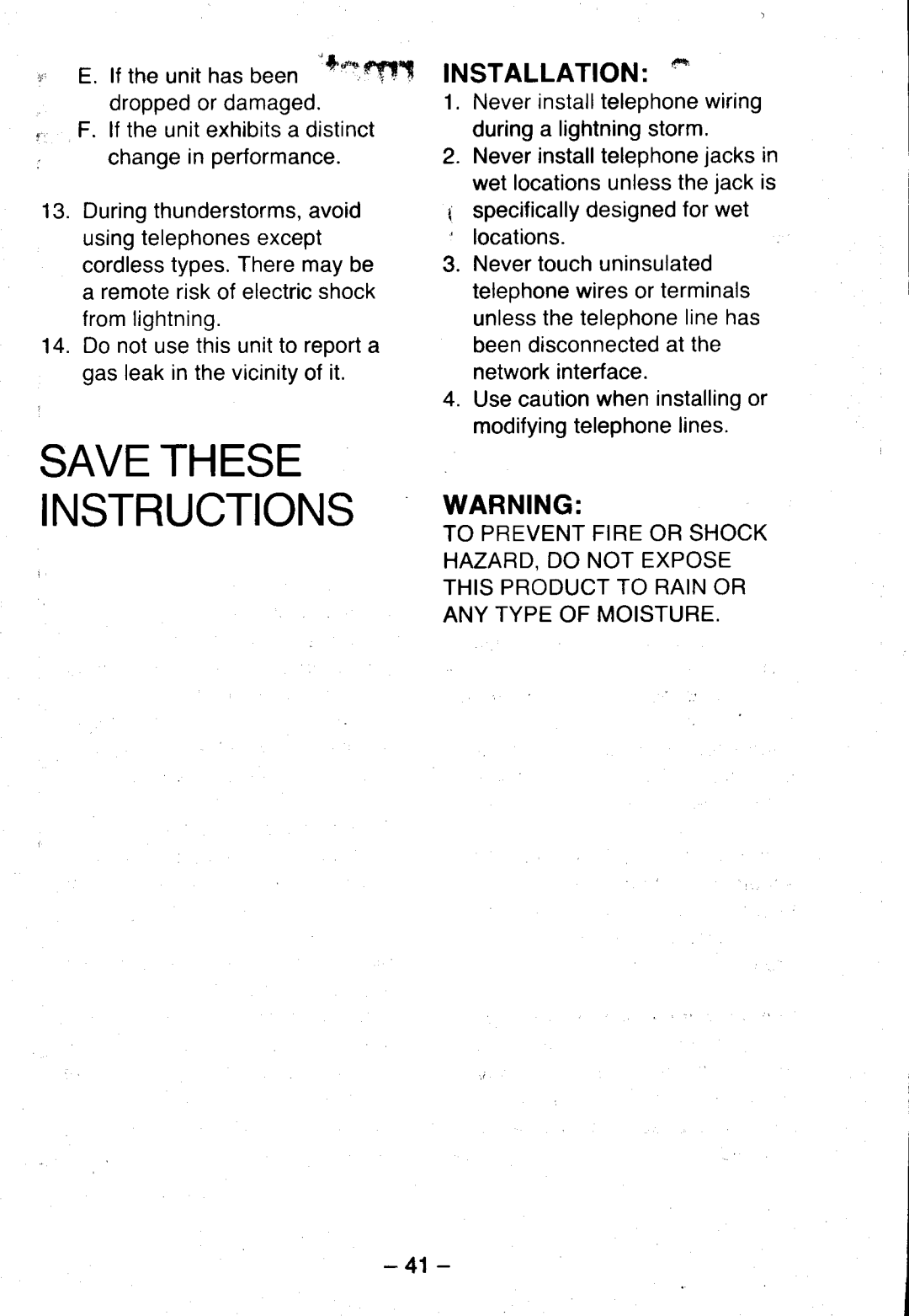 Panasonic KX-T5100 manual Savethese Instructions 