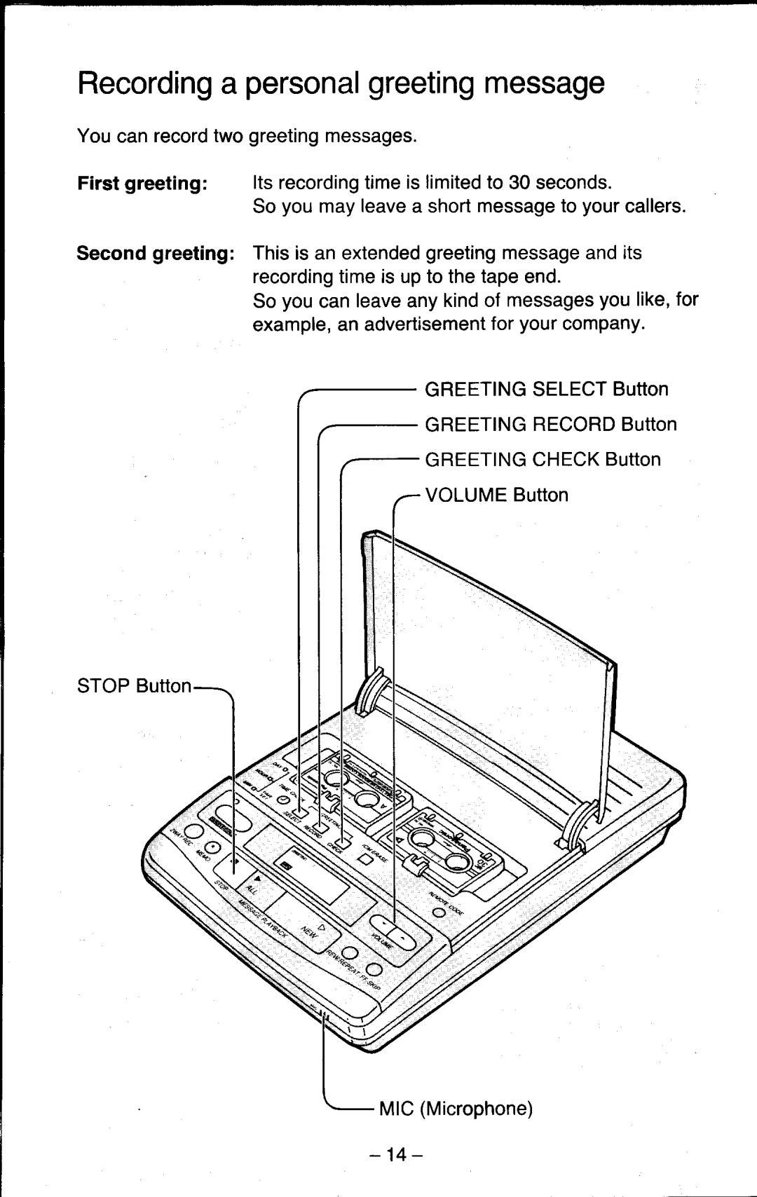 Panasonic KX-T5200 manual Recordingapersonalgreetingmessage 