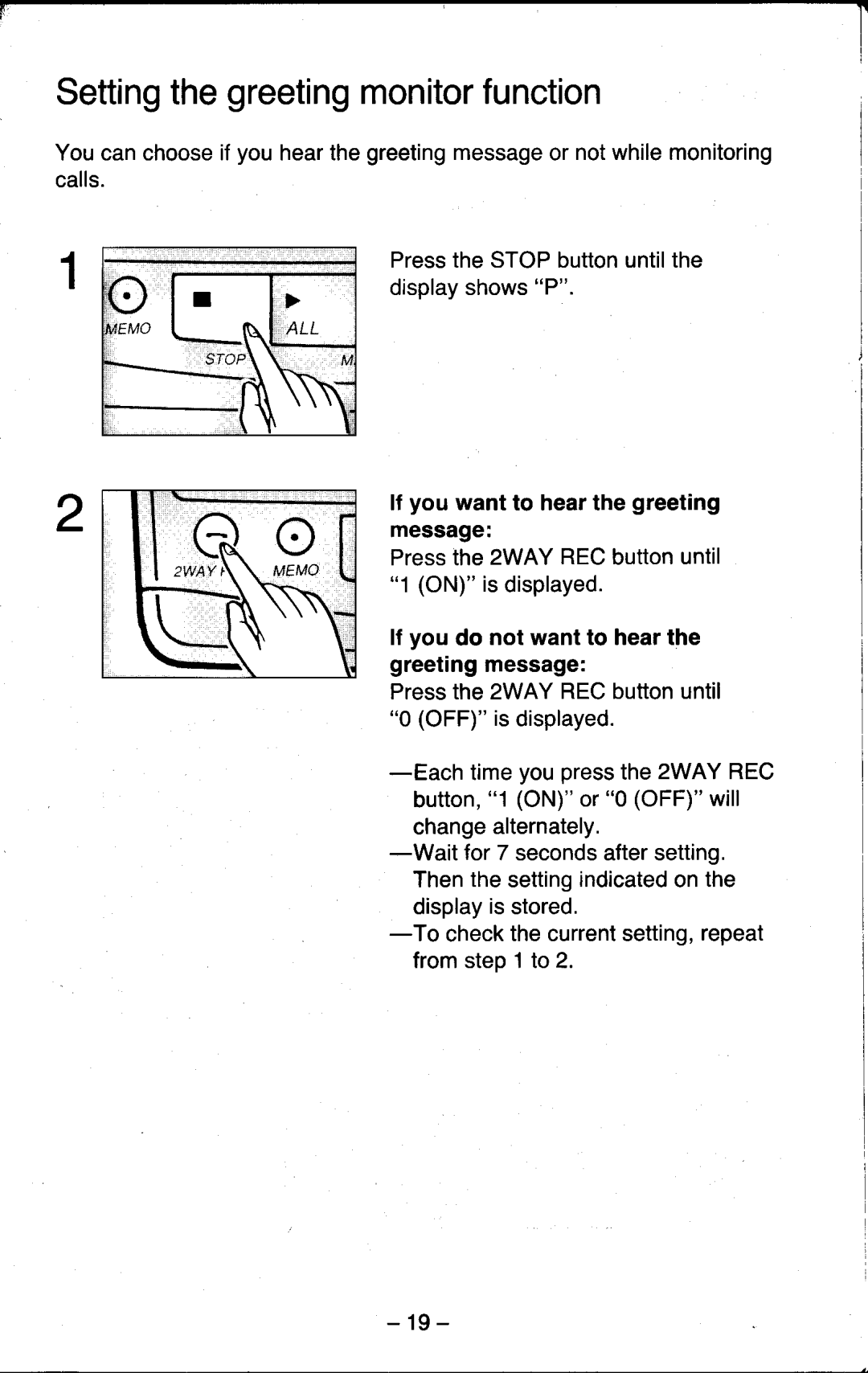 Panasonic KX-T5200 manual Settingthegreetingmonitorfunction 