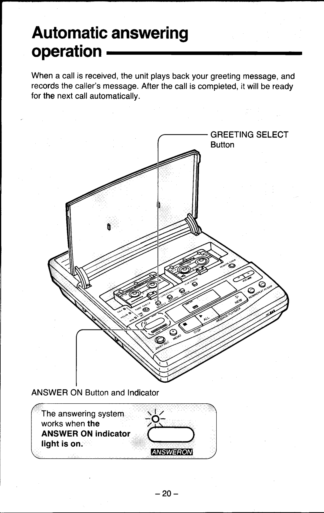 Panasonic KX-T5200 manual Automaticanswering operation, Button, ZwFnil?rr$ 