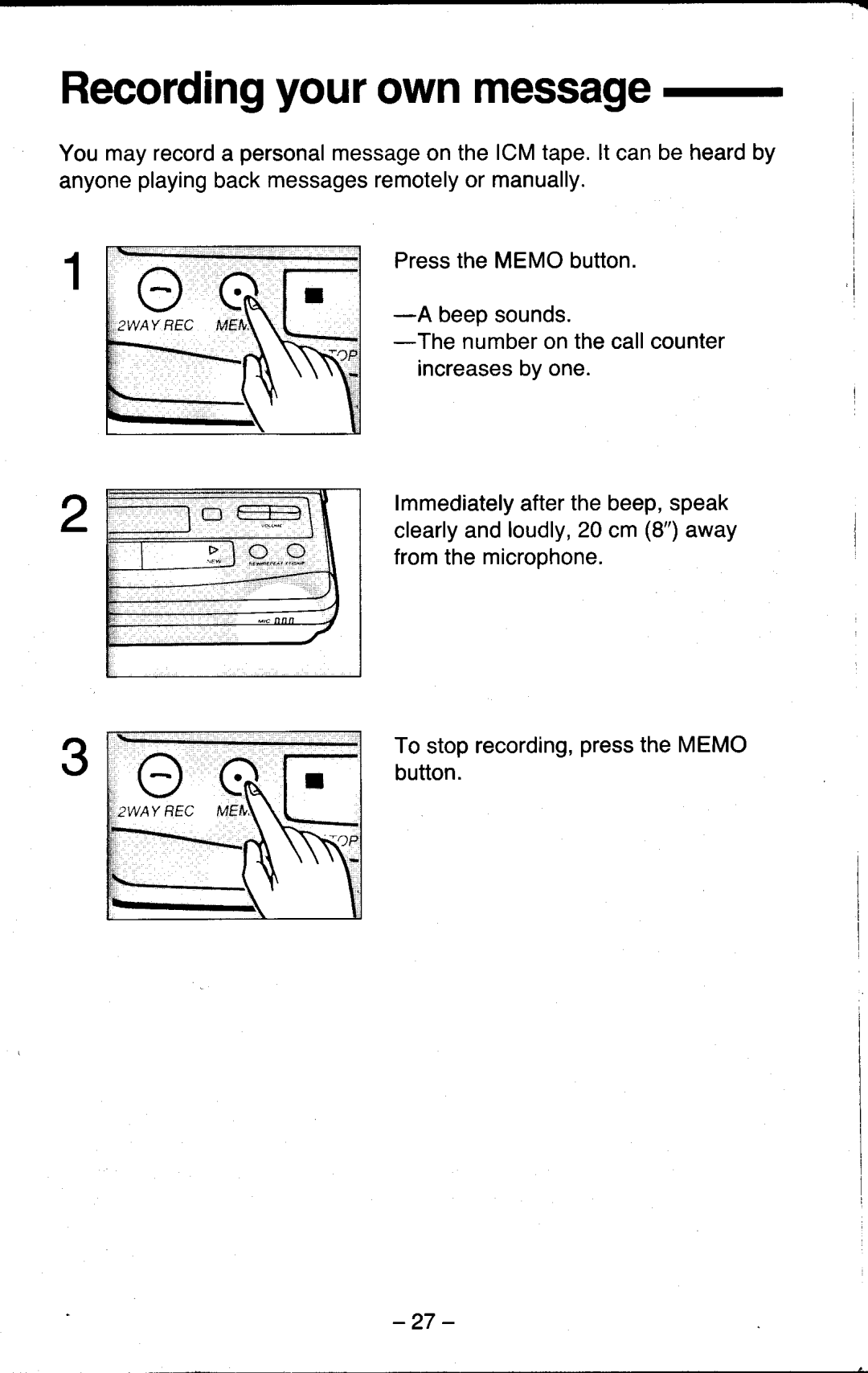 Panasonic KX-T5200 manual Recordingyourownmessage 