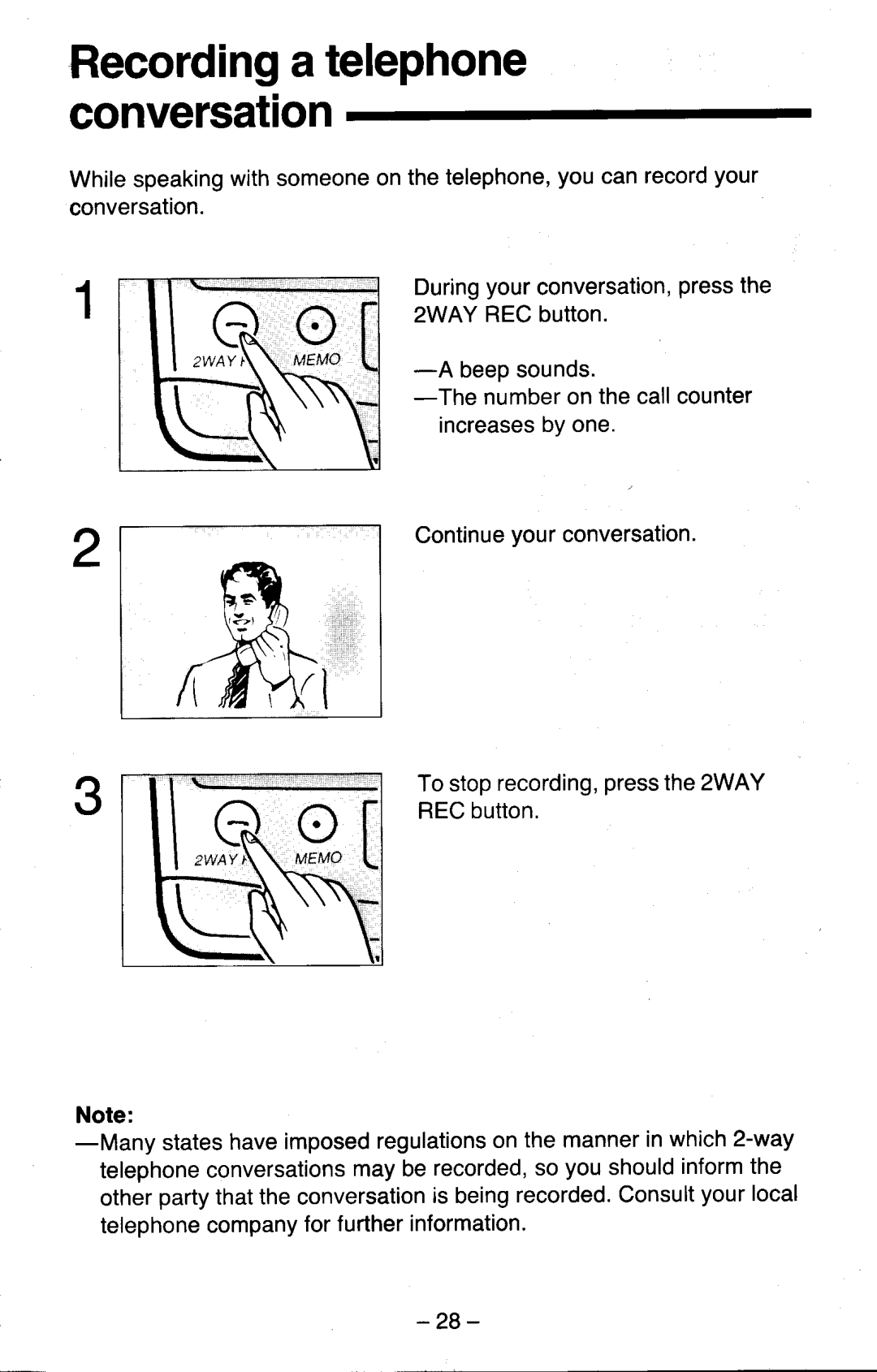 Panasonic KX-T5200 manual Recordinga telephone conversation 