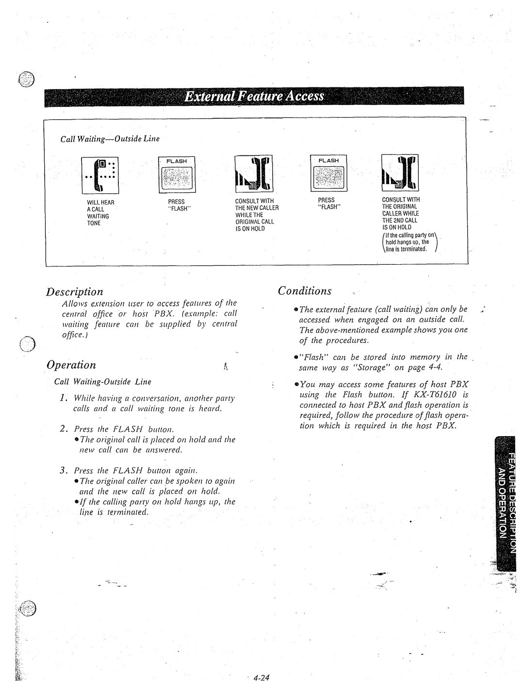 Panasonic KX-T61610 manual Call Waiting-Outside Line 