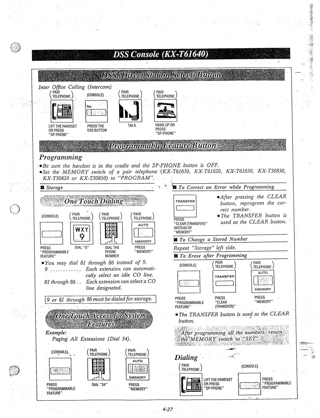 Panasonic KX-T61610 Inter Office Calling Intercom, KX-T61620 KX-T61650 KX-T30830 KX-T30820 or KX-T30850, While Programming 