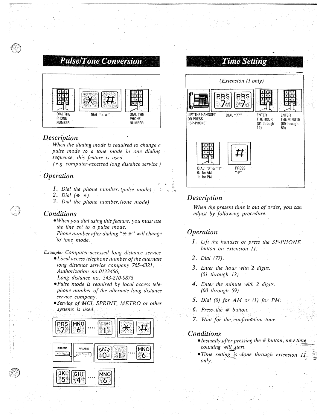 Panasonic KX-T61610 manual Extension 11 only, Rhrough Dial 0 for AM or 1 for PM Press the # burron 