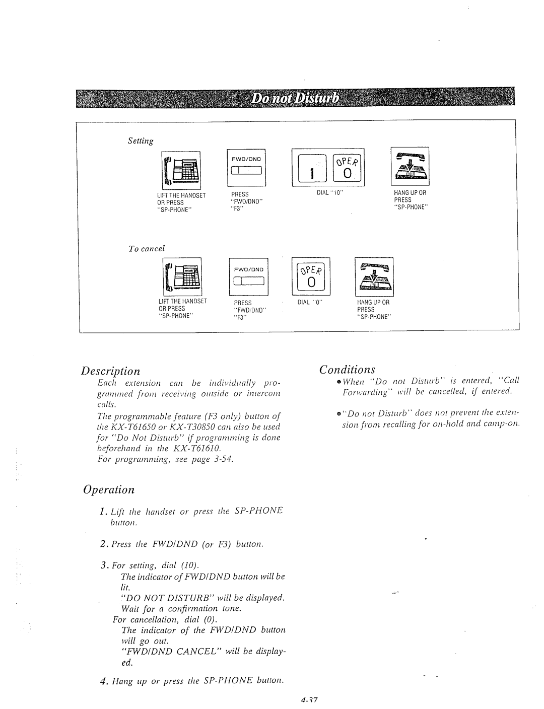 Panasonic KX-T61610 manual Settinp 