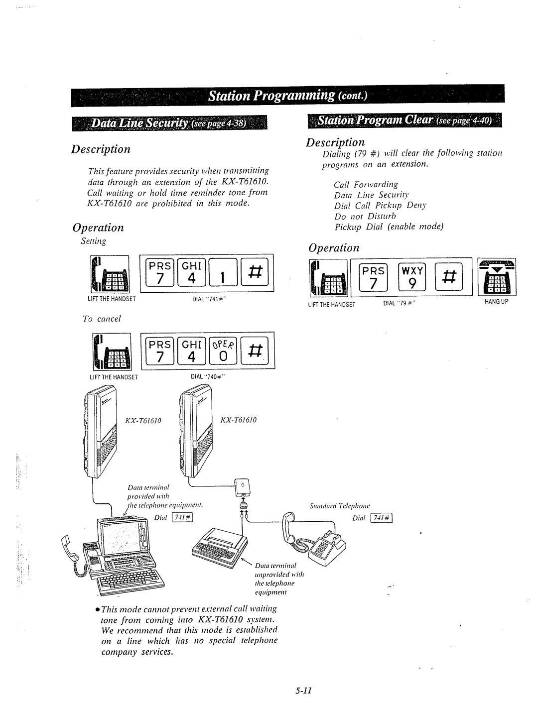 Panasonic KX-T61610 manual Dialing 79 # will clear the fo~~owitIg stntiotl 