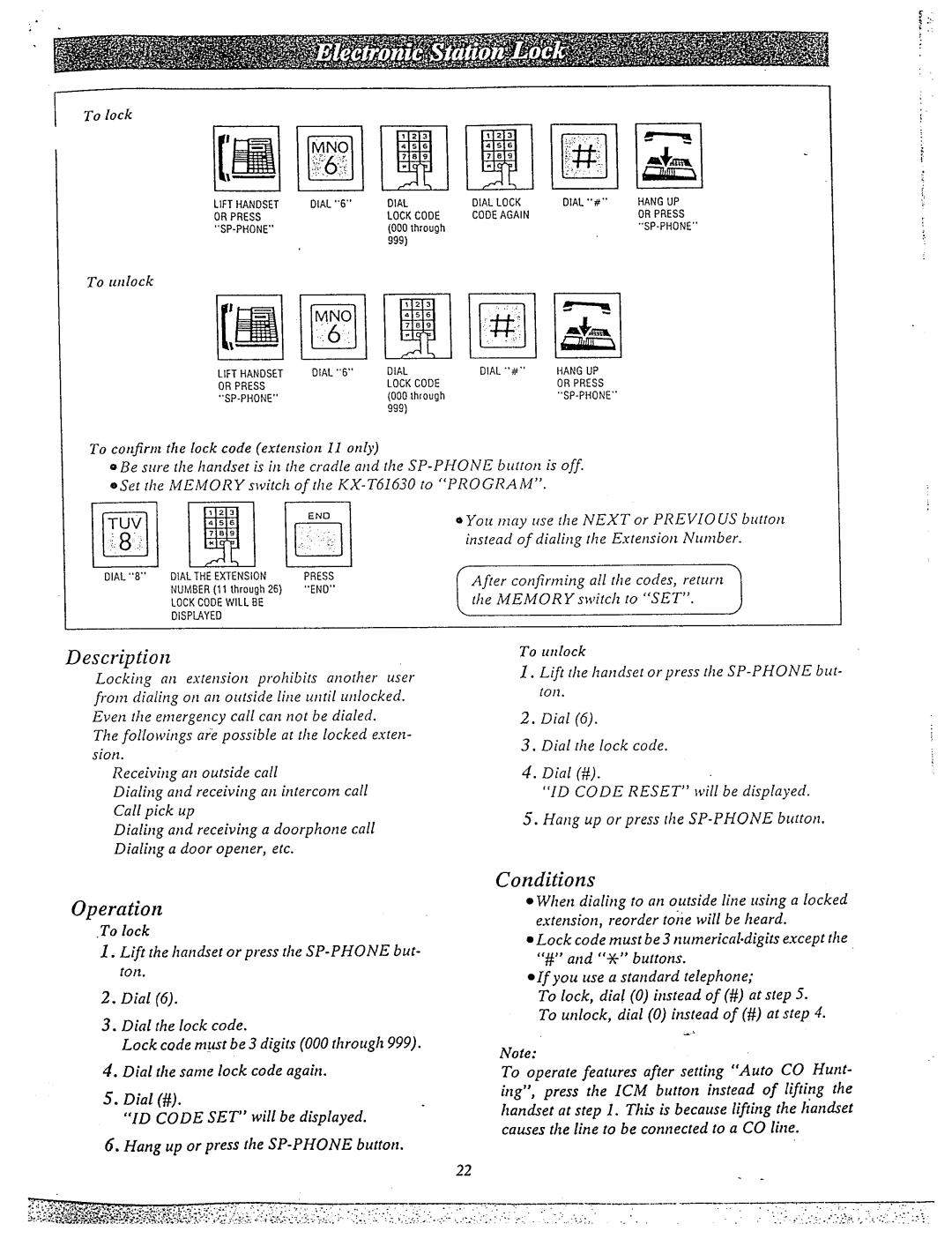 Panasonic KX-T61610 manual Code 