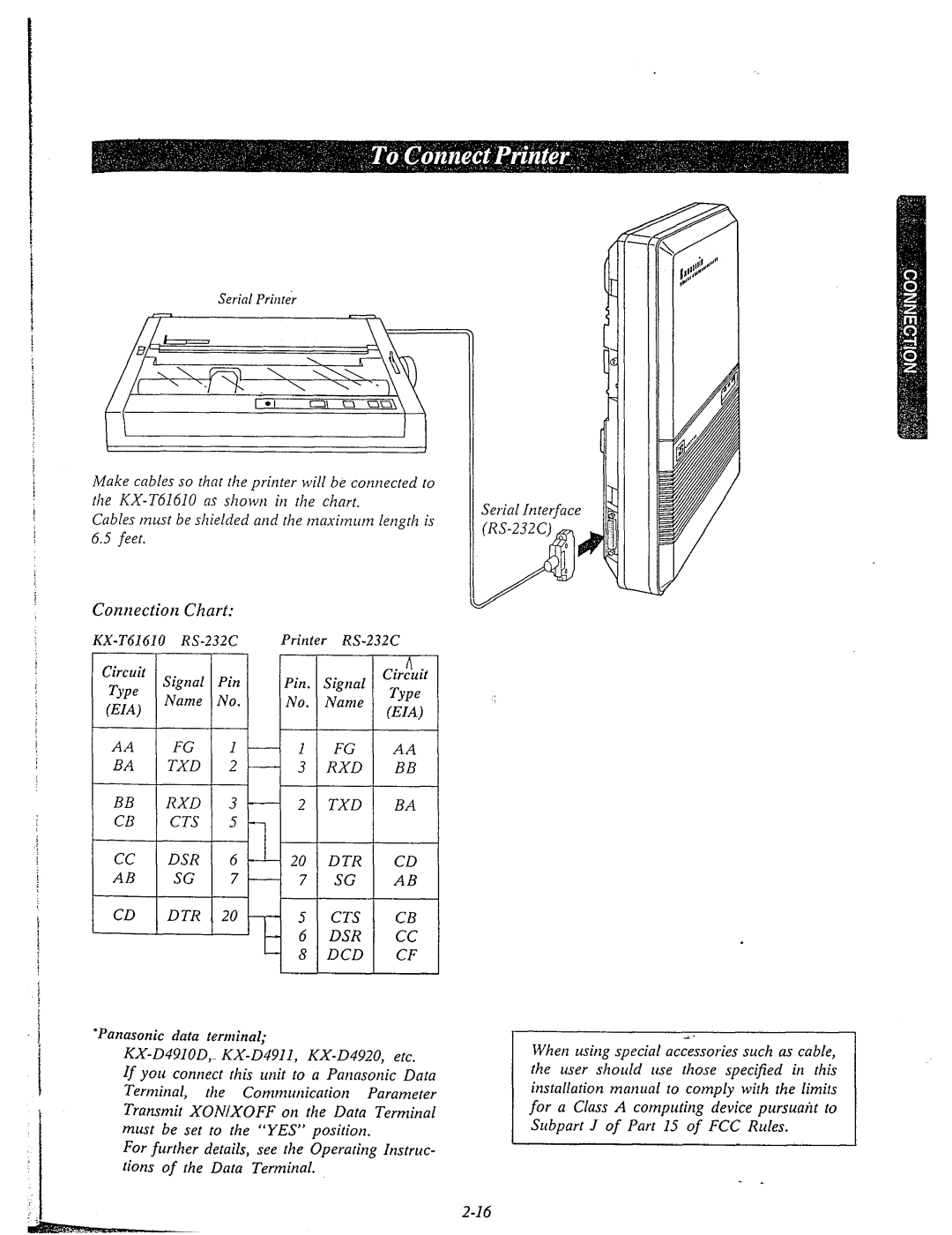 Panasonic KX-T61610 manual Serial Printe, Cables tnust be shielded and the maximum length is, Pin, Txd 