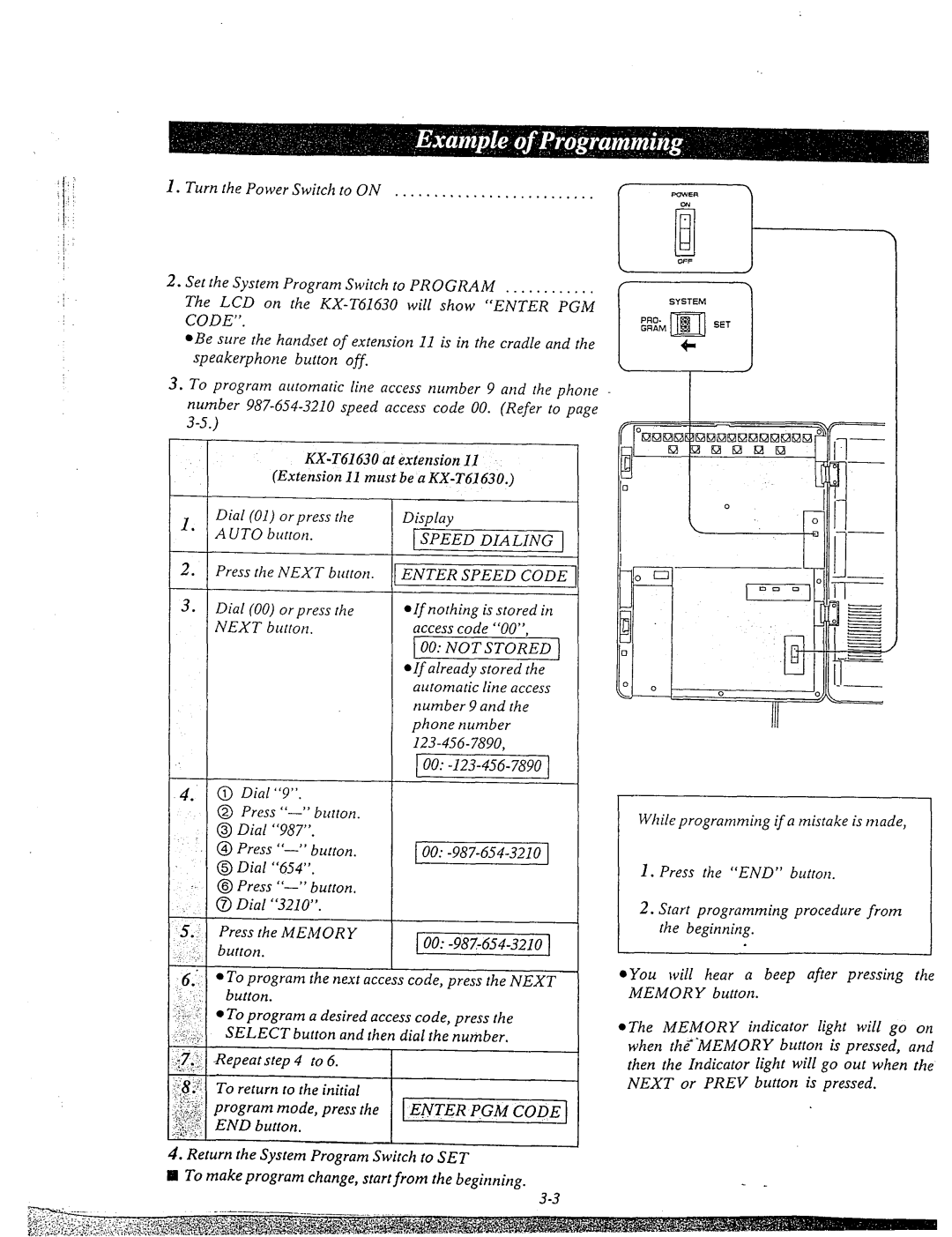 Panasonic KX-T61610 manual Notstored ‘If already stored, Automatic line access number 9 and the phone number 